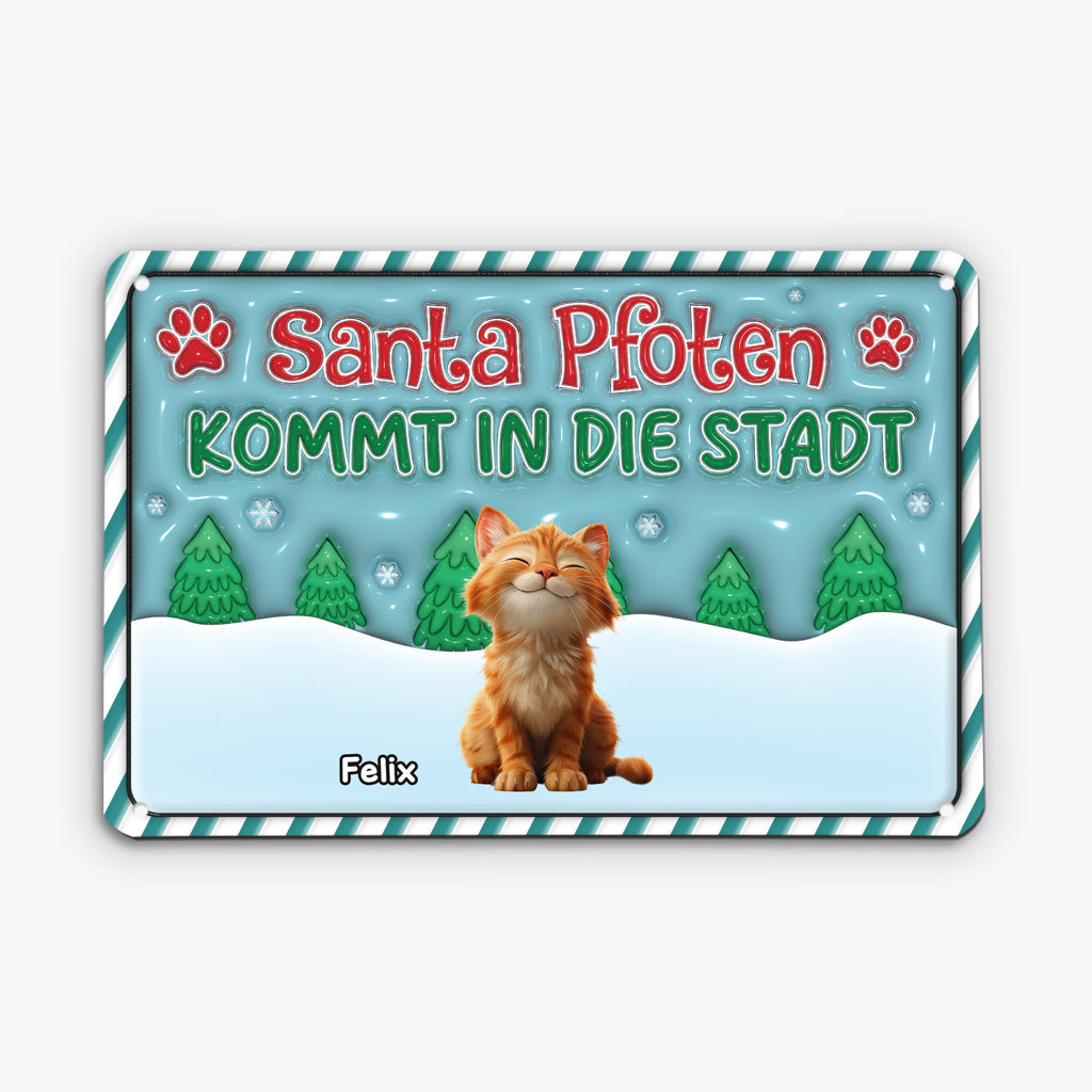 5656EGE1 santa pfoten kommt in die stadt turschild katze personalisiert_ weihnachten 5656ETYAD