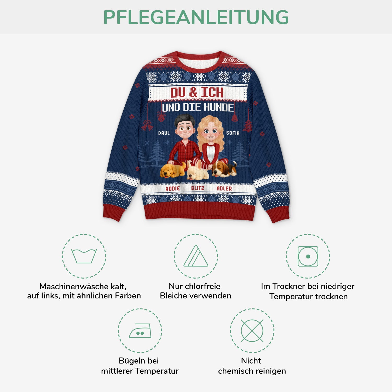 5658WGE4 du ich und die hunde personalisierter weihnachtspullover_ paar 5658W3QMC