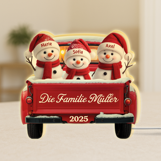 5659LGE1 die familie schneemann im auto personalisierte lightbox weihnachten 5659LTVZI