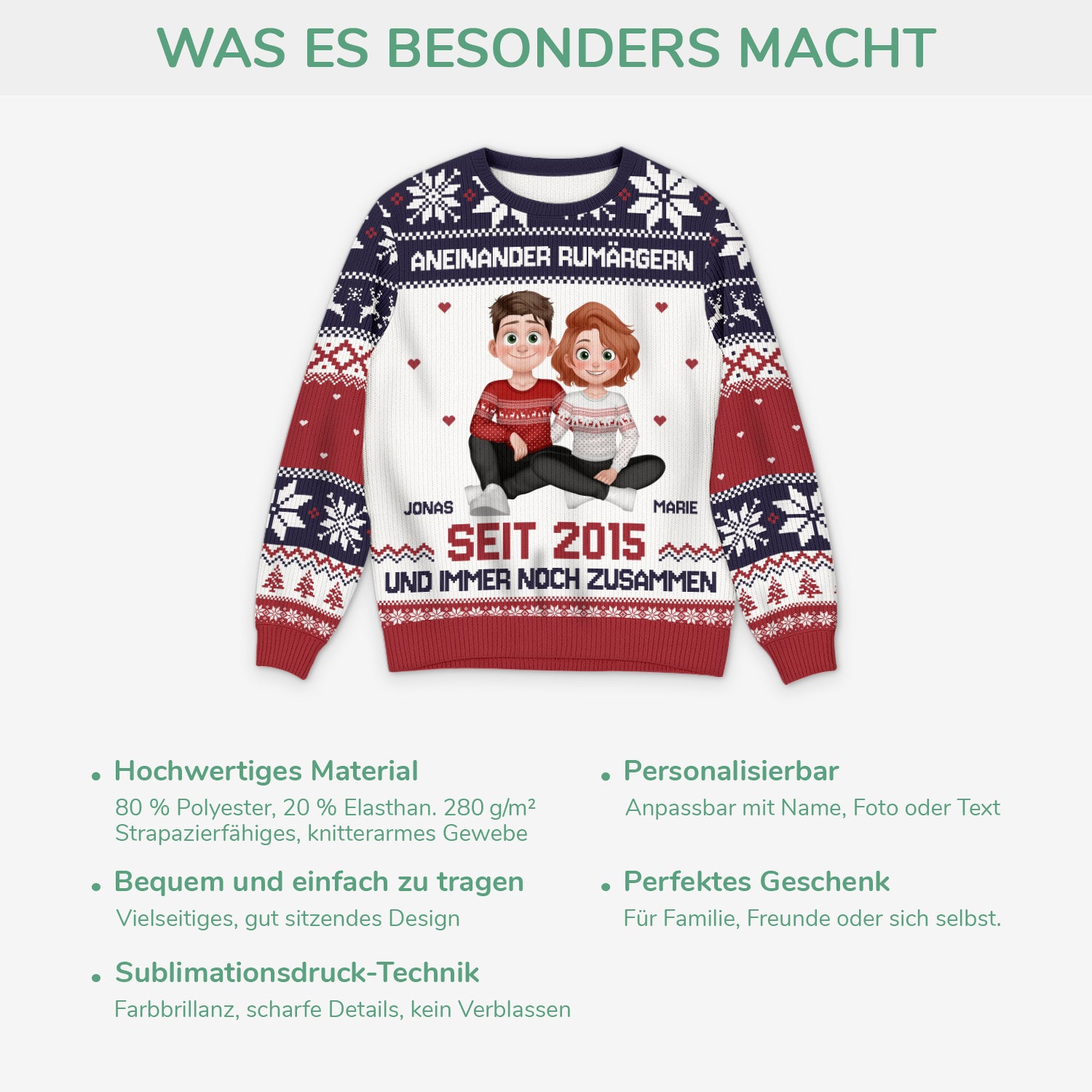 5660WGE5 seit  zusammen und am rumargern personalisierter weihnachtspullover_ paar 5660W8TZG
