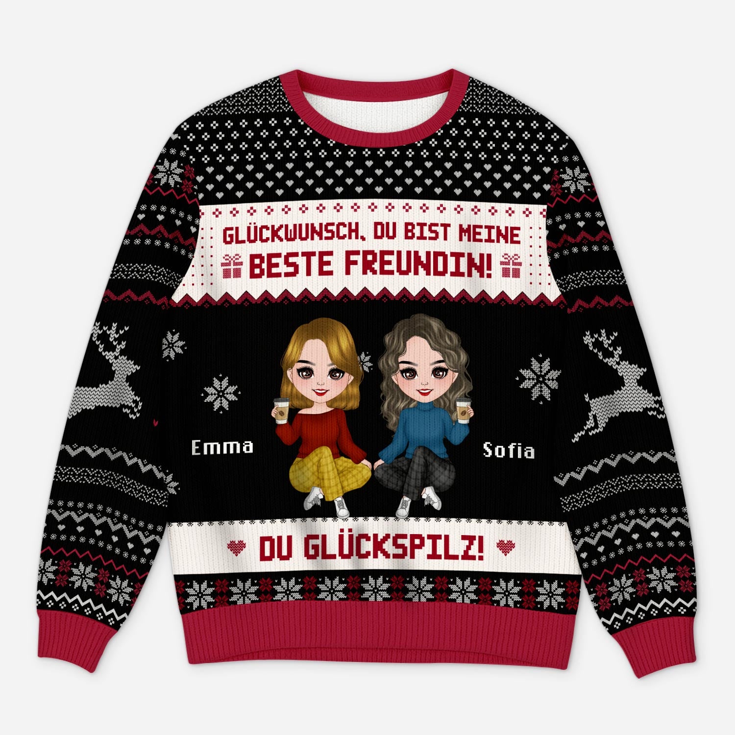 5661WGE1 gluckwunsch du bist meine beste freundin lustiger weihnachtspullover personalisiert_ 5661WKKAF