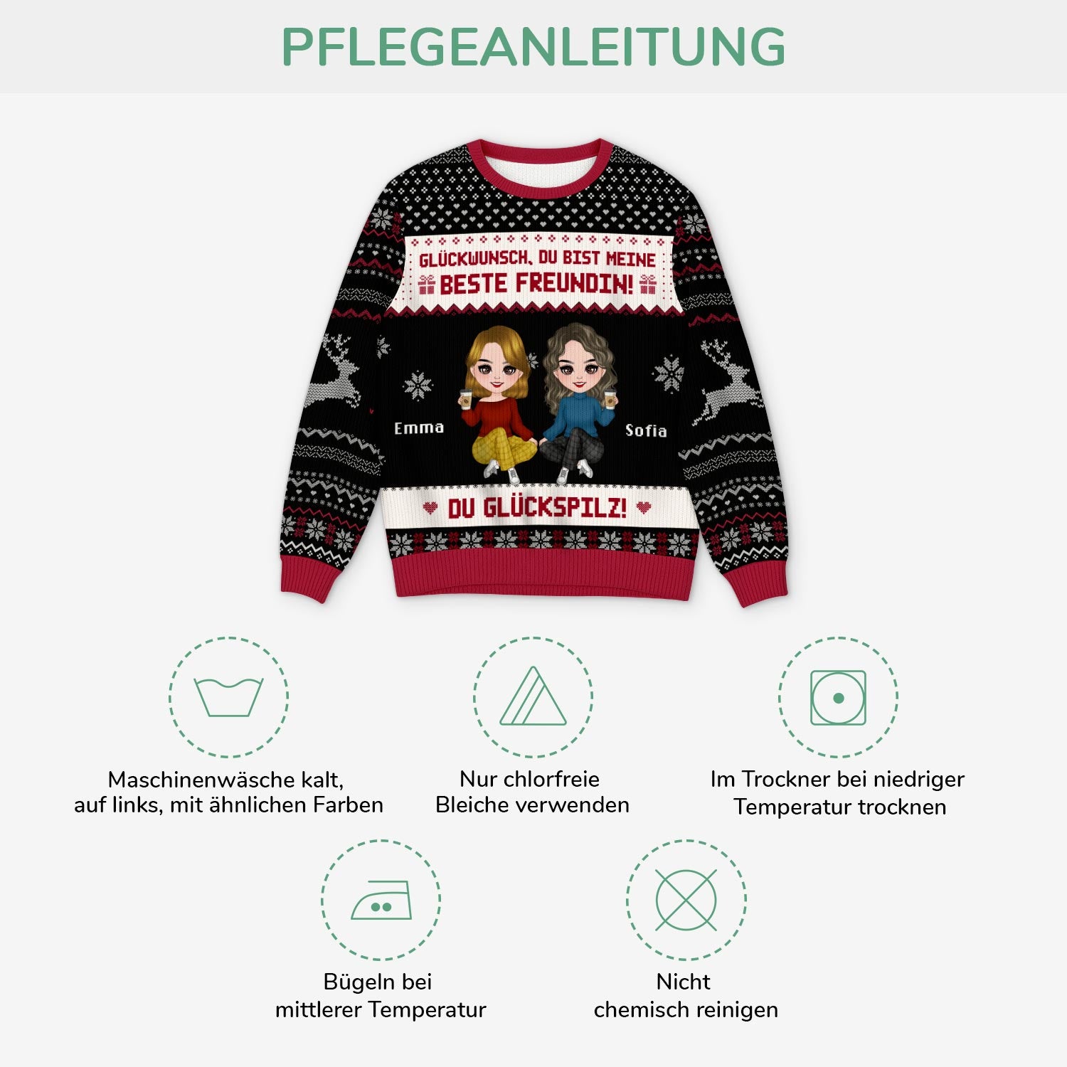 5661WGE4 gluckwunsch du bist meine beste freundin lustiger weihnachtspullover personalisiert_ 5661WKKAF