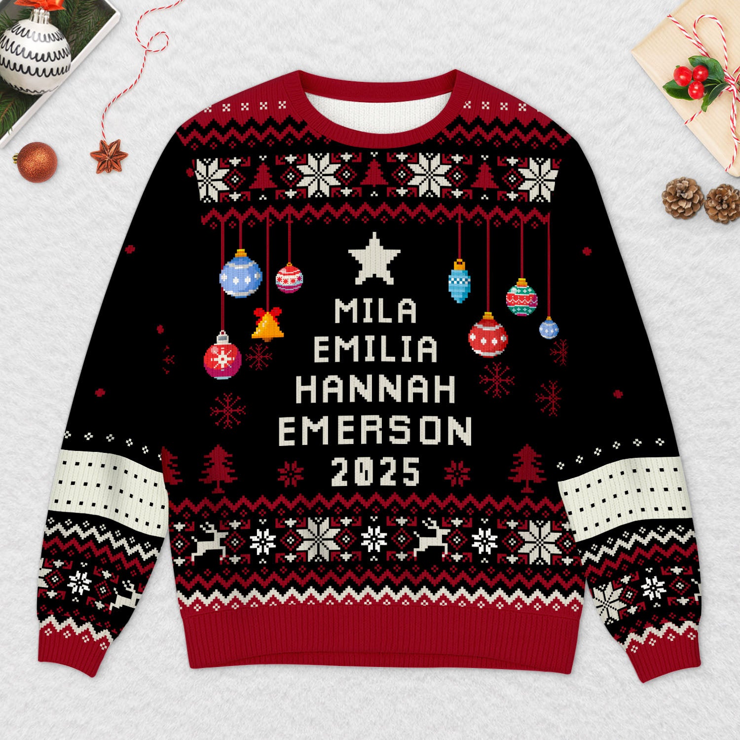 5662WGE2 weihnachtsbaum mit namen weihnachtspullover familie personalisiert 5662WKQQI