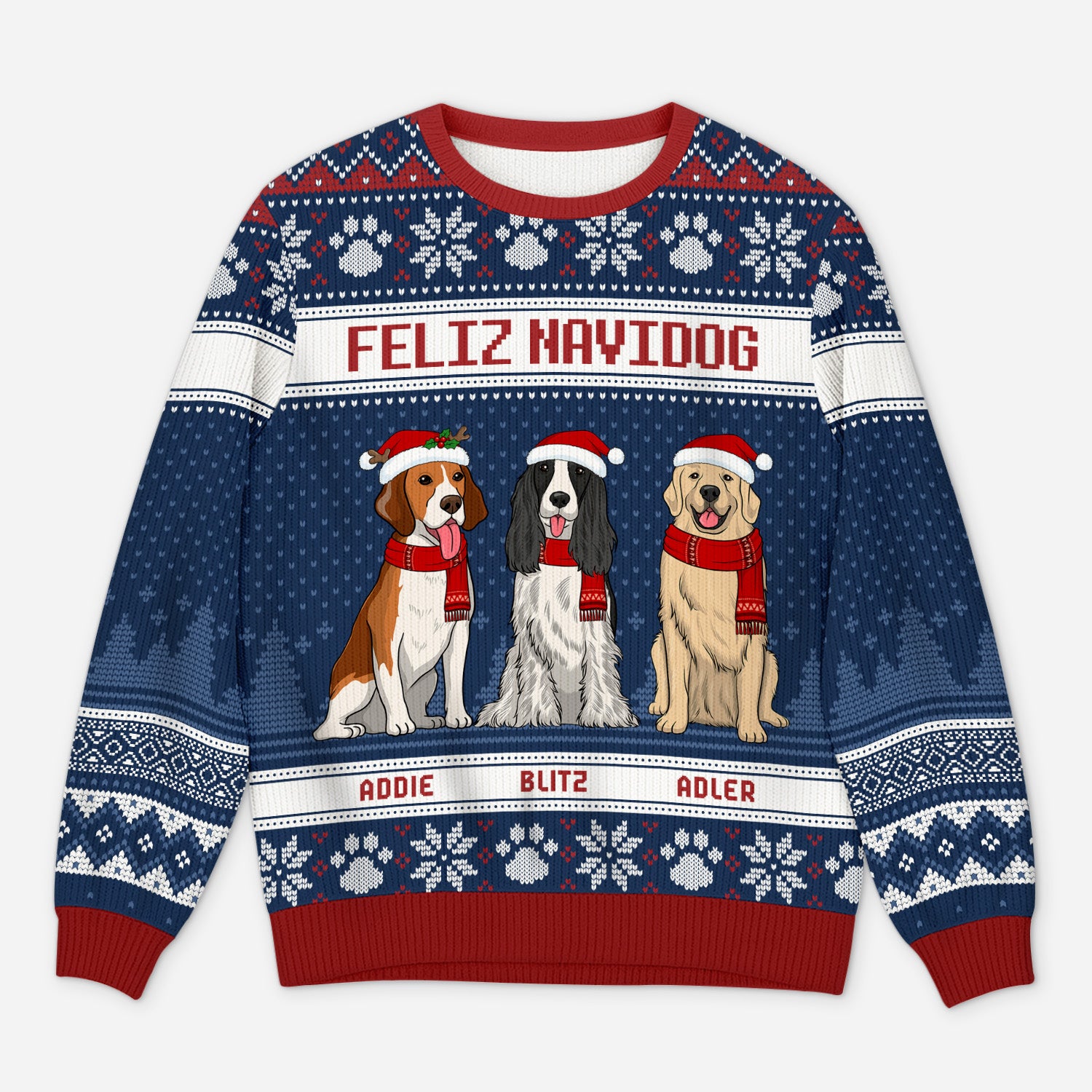 5666WGE1 feliz navidog weihnachtspullover hund personalisiert_ 5666W6TMC