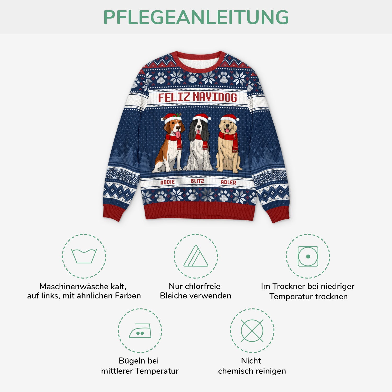 5666WGE4 feliz navidog weihnachtspullover hund personalisiert_ 5666W6TMC