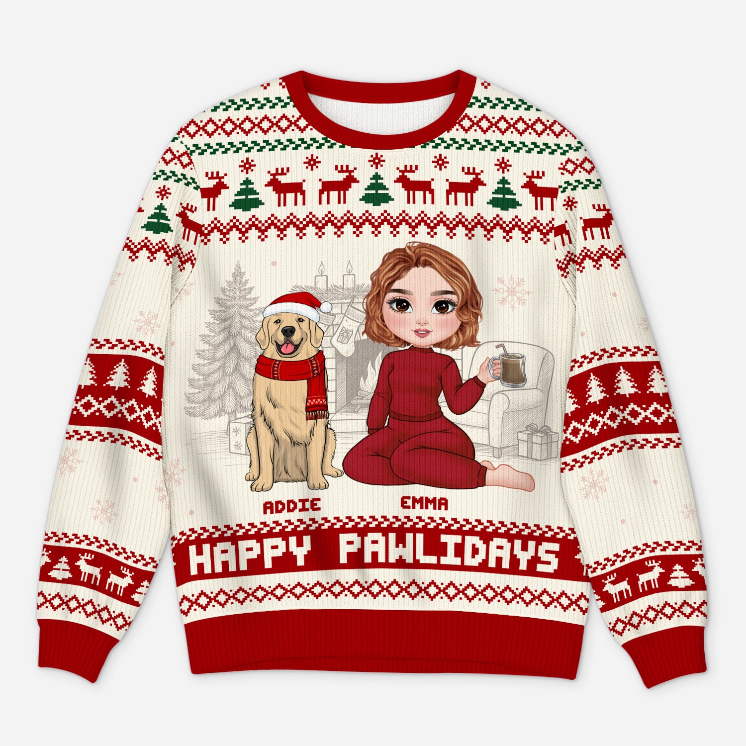 5668WGE1 happy pawlidays weihnachtspullover hund personalisiert_ 5668W6HTC