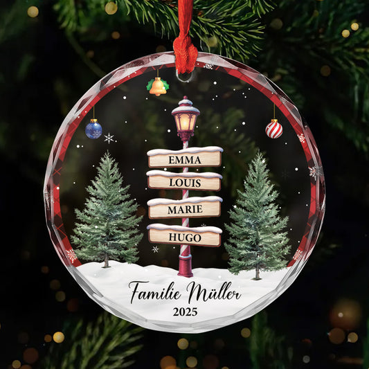 5678OGE1 die familie strassenschilder personalisierter weihnachtsschmuck_ glas familie 5678OTU0I