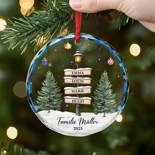 5678OGE2 die familie strassenschilder personalisierter weihnachtsschmuck_ glas familie 5678OTU0I