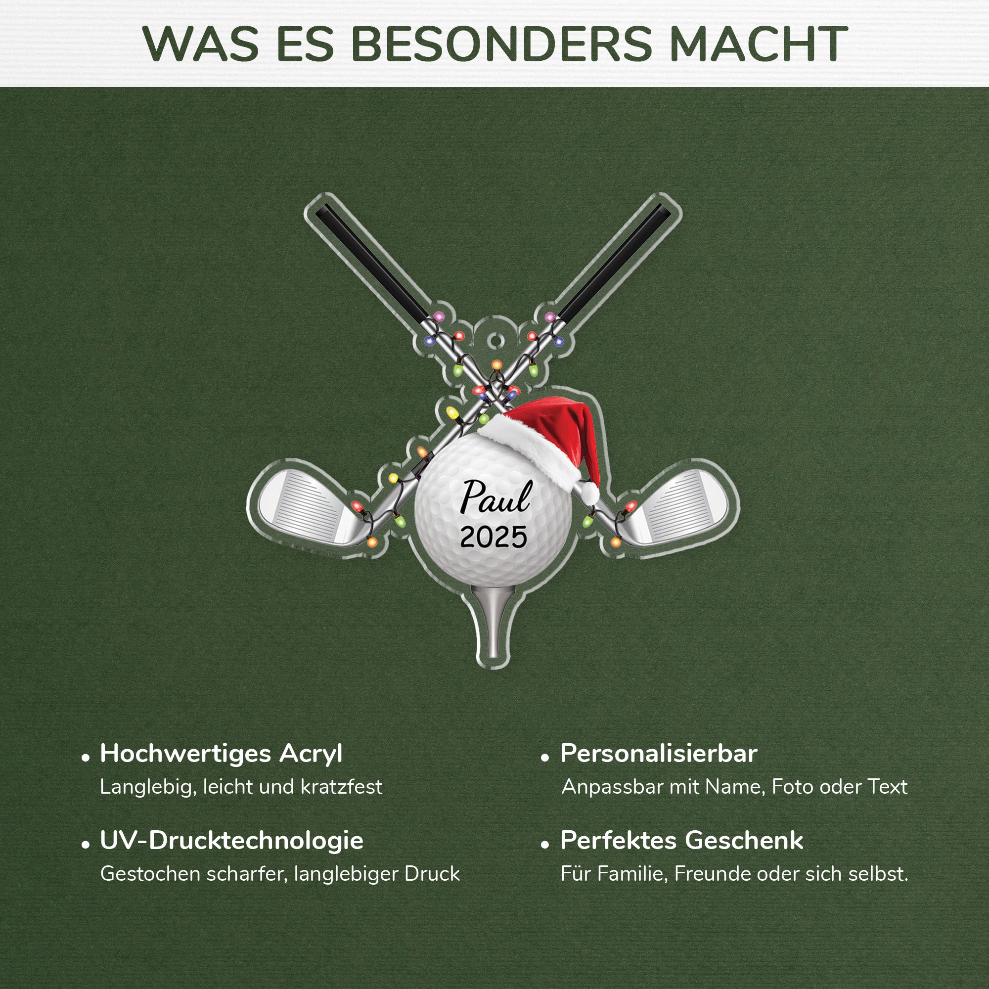 5688OGE4 3d druck effekt golfball personalisierter weihnachtsschmuck_ acryl 5688OKVMB