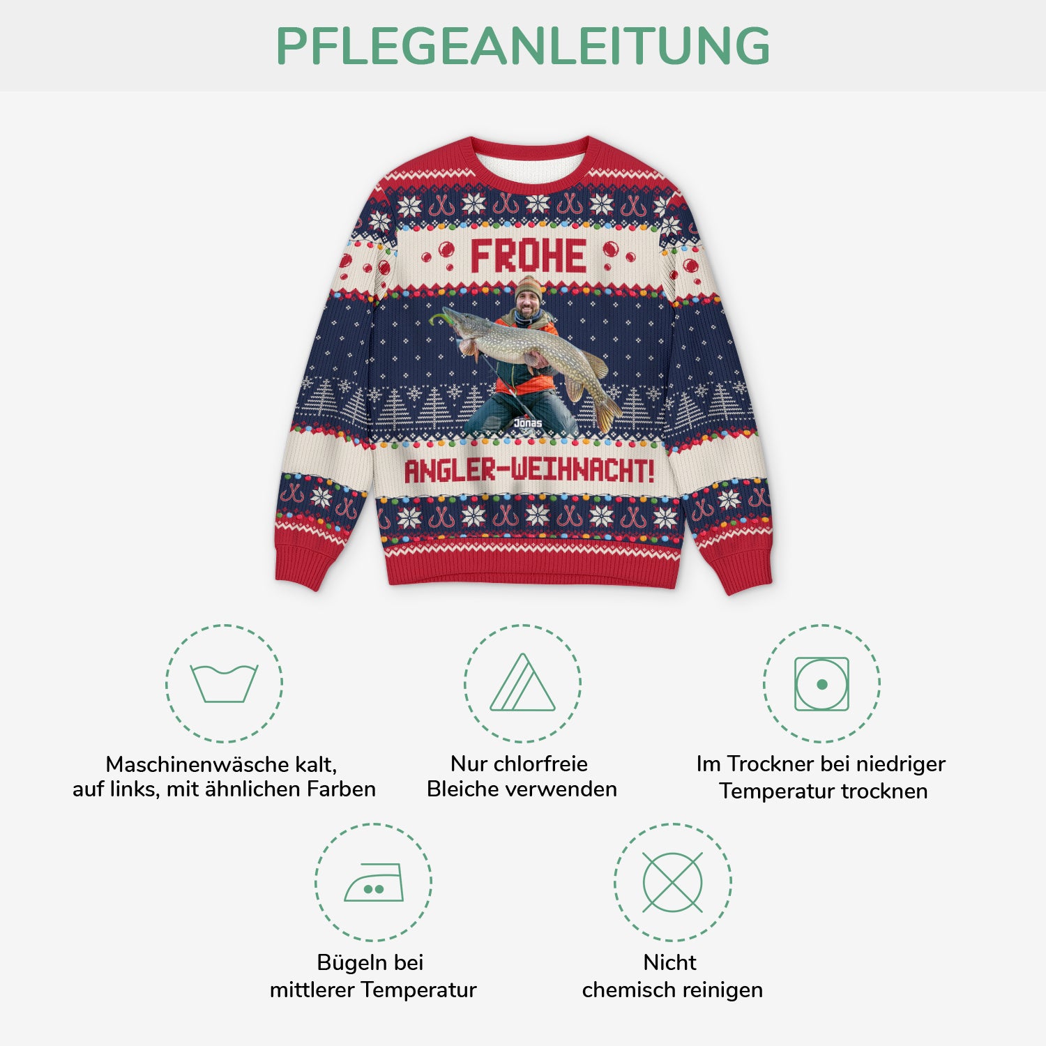 5689WGE4 frohe angler weihnacht weihnachtspullover personalisiert mit foto 5689W8QZB