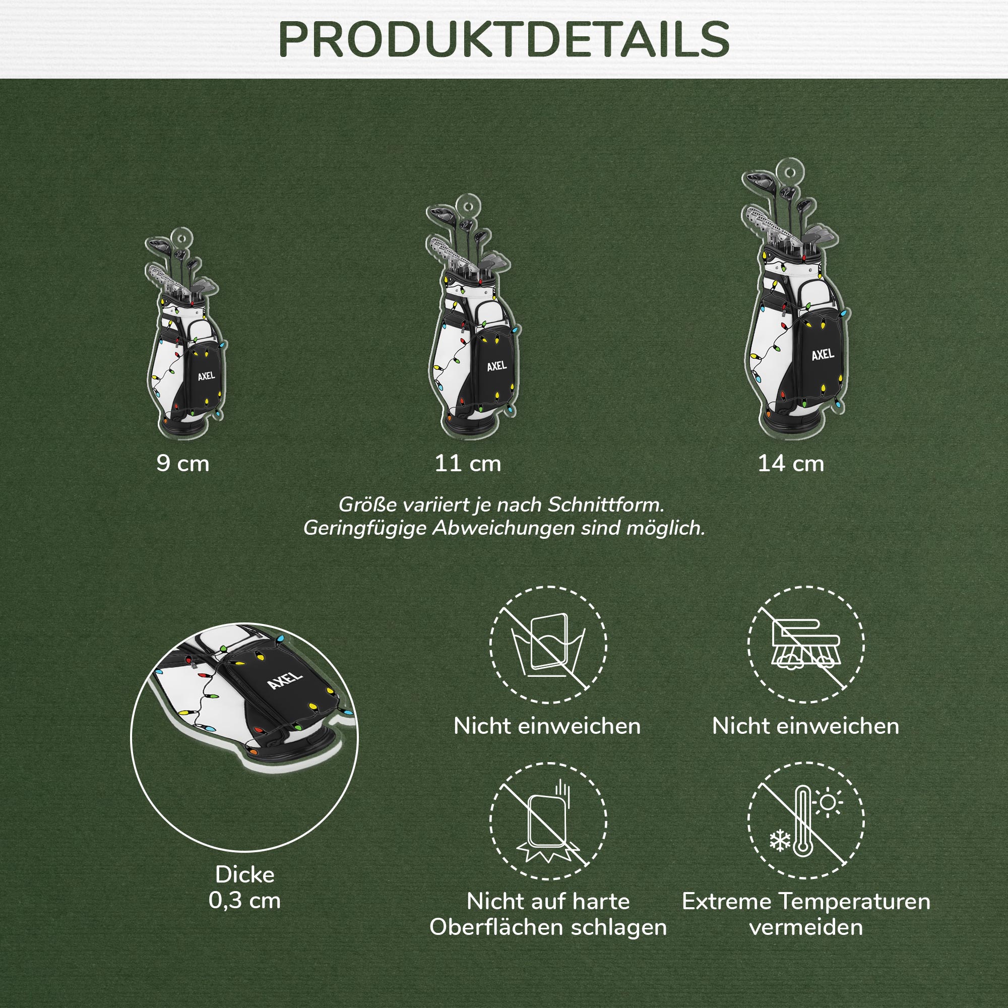 5690OGE3 golfbags personalisierter weihnachtsschmuck_ acryl 5690OKTAB