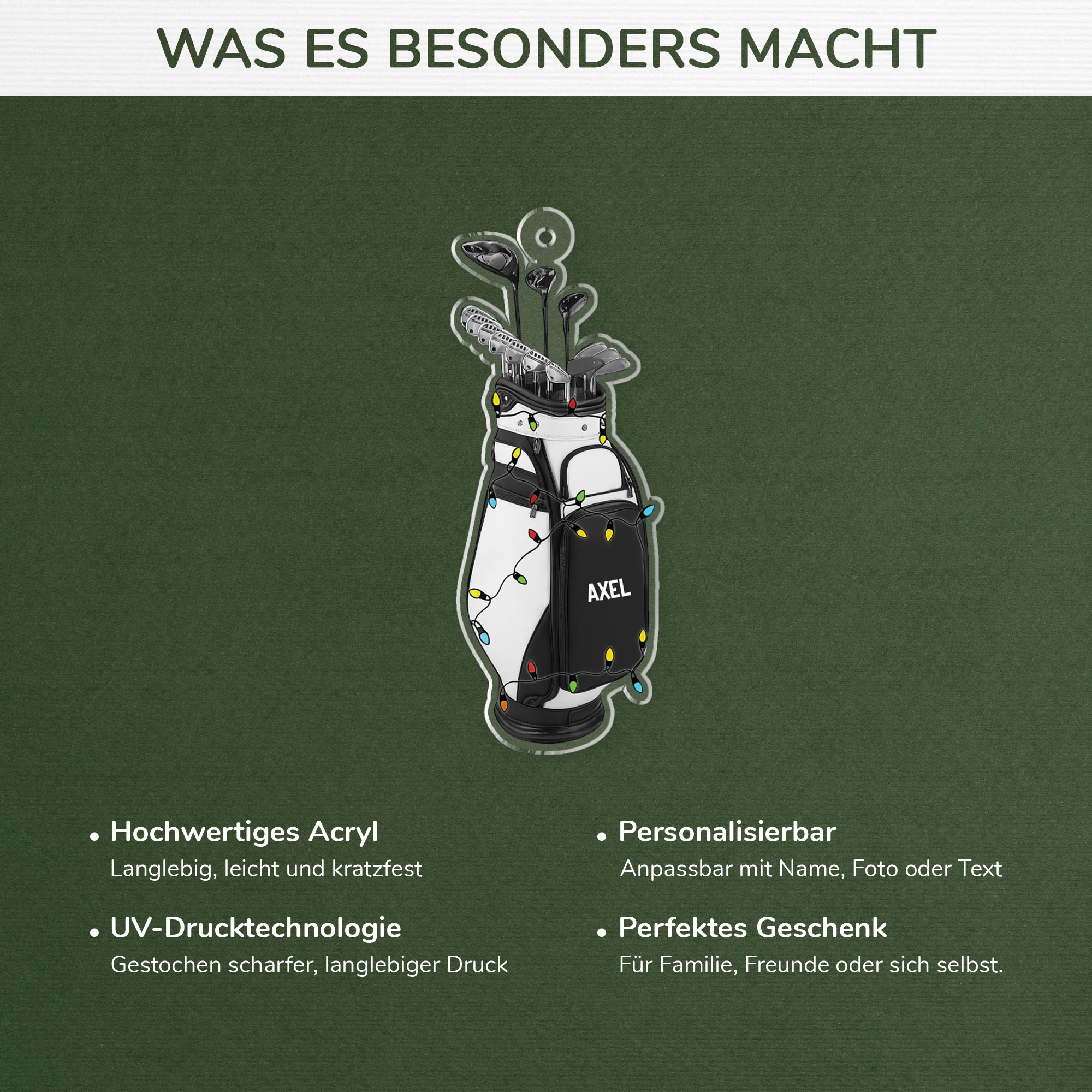 5690OGE4 golfbags personalisierter weihnachtsschmuck_ acryl 5690OKTAB