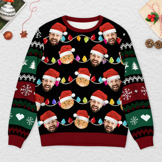 5696WGE2 familie und haustiere mit gesicht weihnachtspullover familie personalisiert_ 5696W3VTI