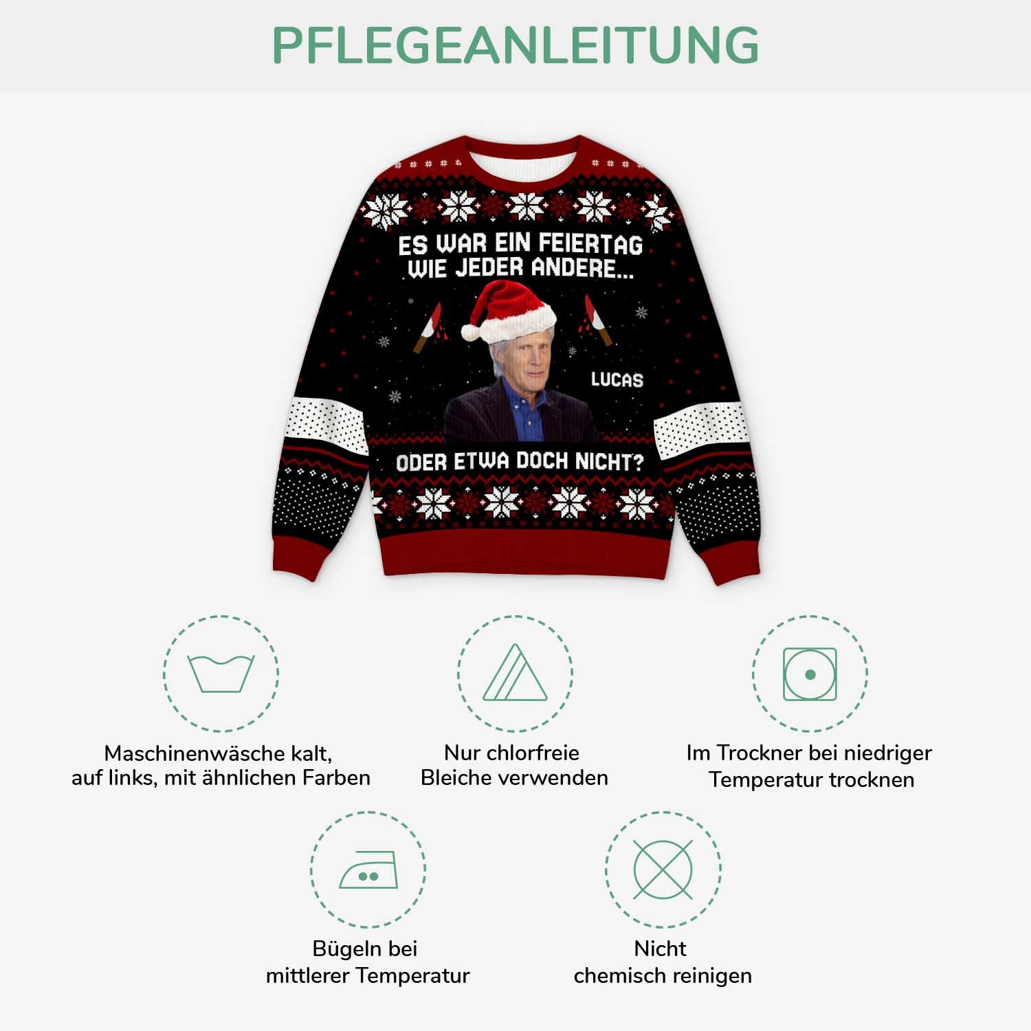 5698WGE4 es war ein feiertag wie jeder andere personalisierter weihnachtspullover_ mit foto 5698WKVCB