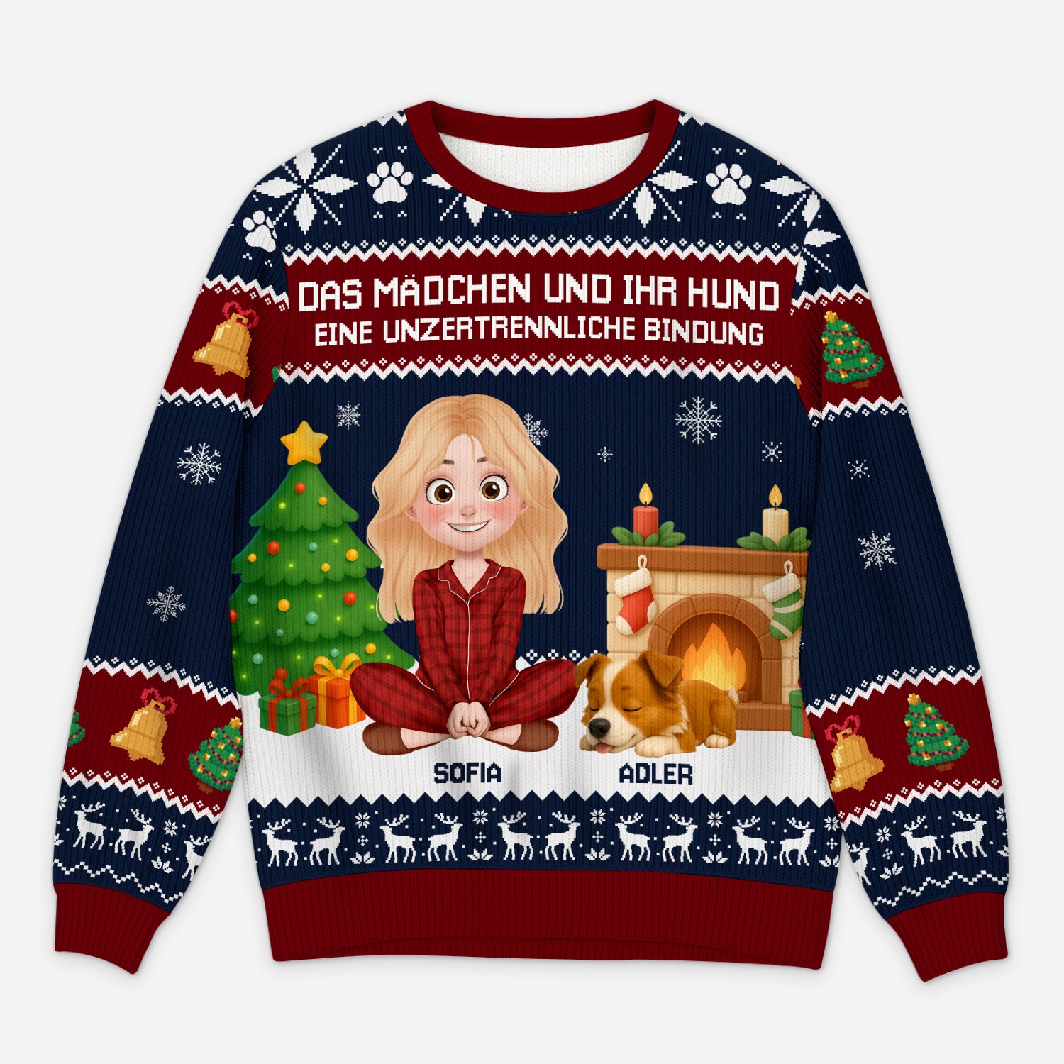 5706WGE1 eine unzertrennliche bindung zwischen mensch hund weihnachtspullover hund personalisiert_ 5706WTMZC