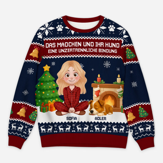 5706WGE1 eine unzertrennliche bindung zwischen mensch hund weihnachtspullover hund personalisiert_ 5706WTMZC