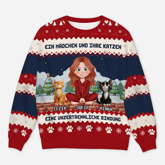 5709WGE1 eine unzertrennliche bindung zwischen mensch katzen weihnachtspullover katze personalisiert_ 5709W8TAD