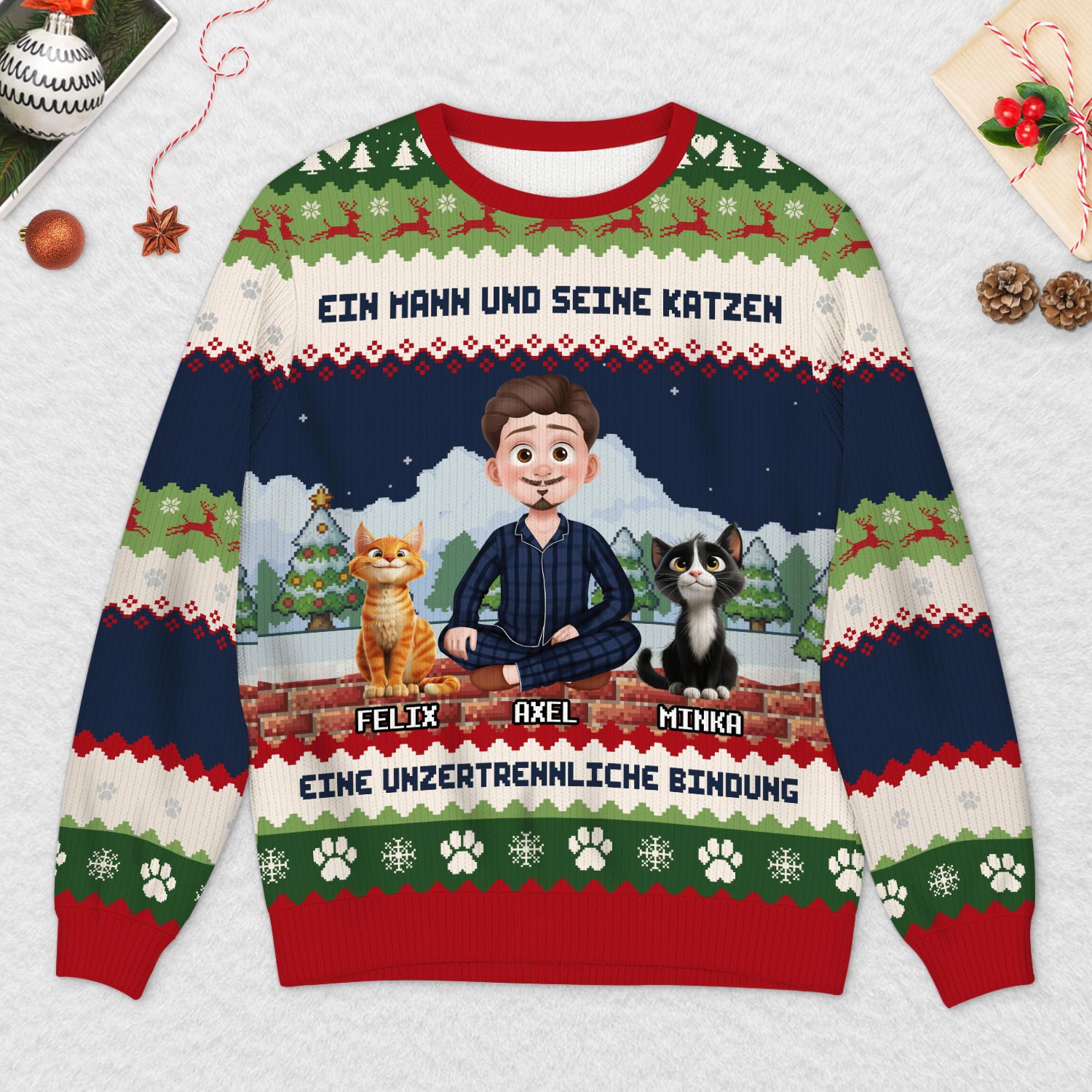 5709WGE2 eine unzertrennliche bindung zwischen mensch katzen weihnachtspullover katze personalisiert_ 5709W8TAD