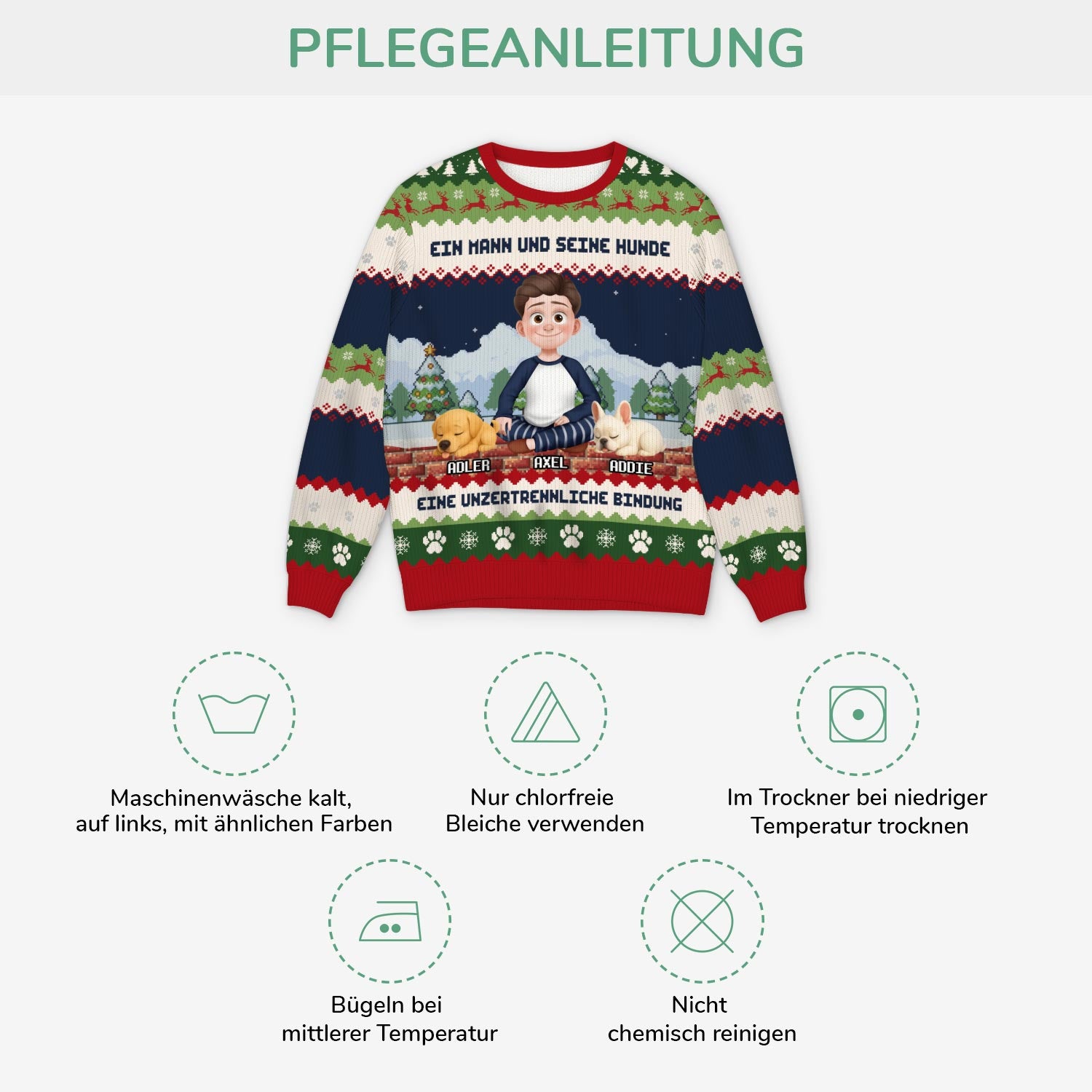 5709WGE4 eine unzertrennliche bindung zwischen mensch hunde weihnachtspullover hund personalisiert_ 5709W8TAC