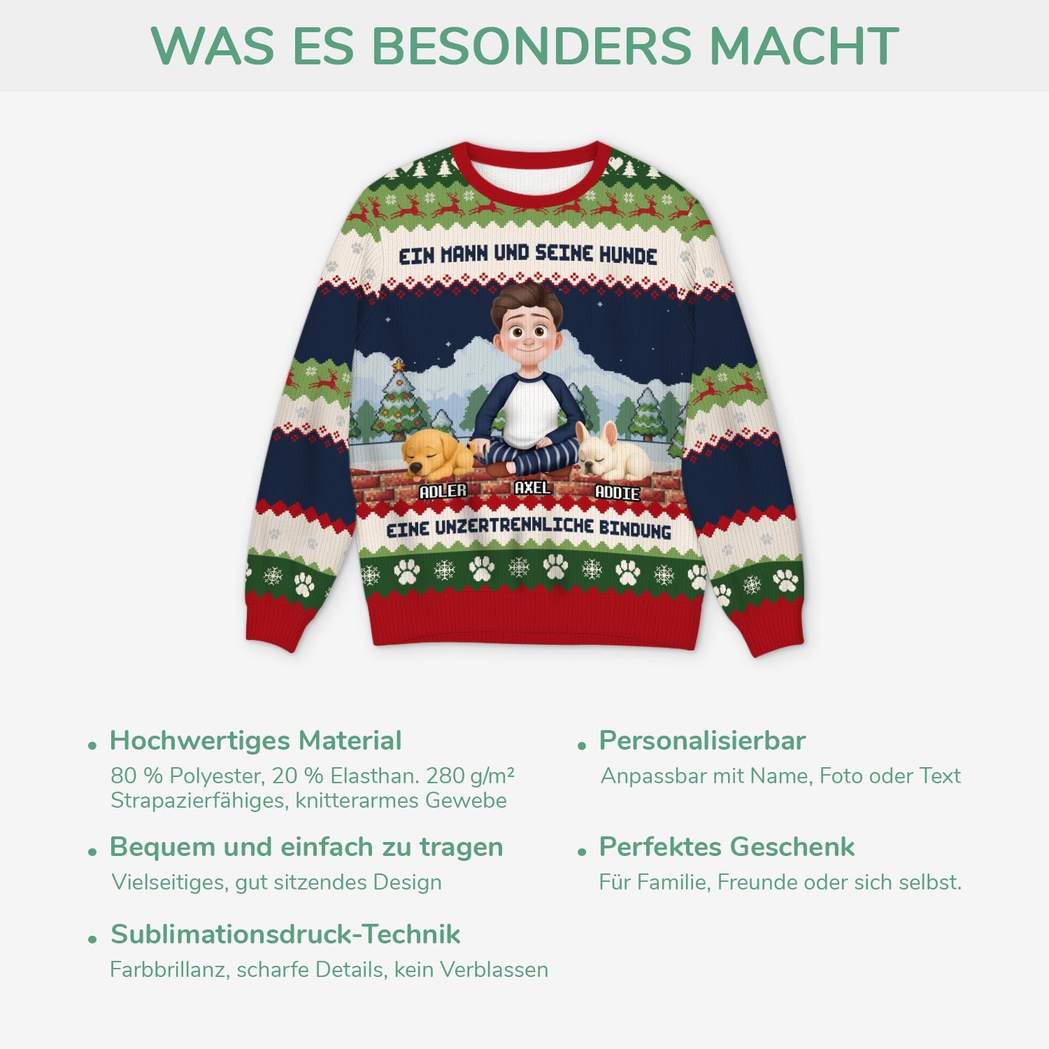 5709WGE5 eine unzertrennliche bindung zwischen mensch hunde weihnachtspullover hund personalisiert_ 5709W8TAC