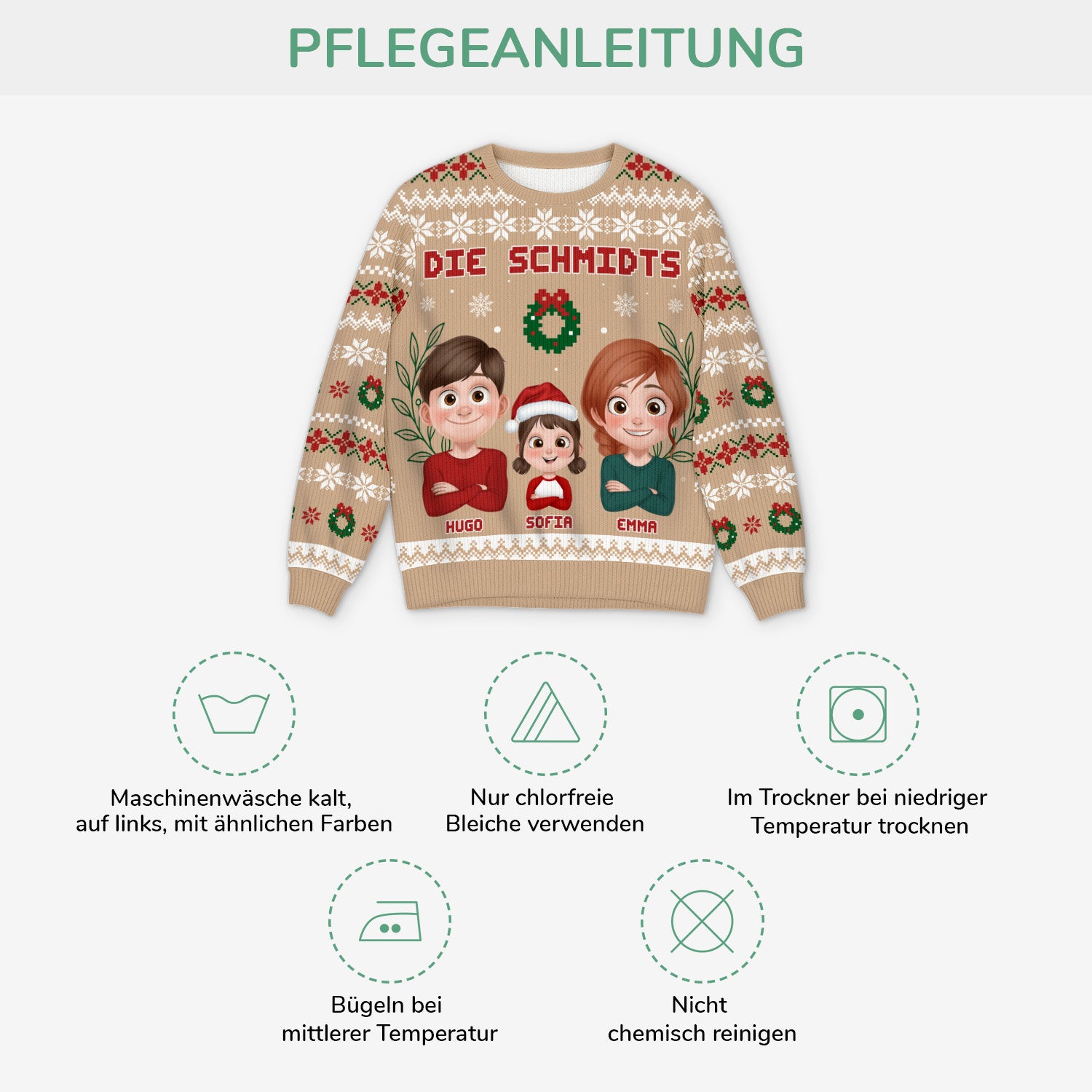 5710WGE4 papa mama und kinder weihnachtspullover familie personalisiert 5710WTVTI