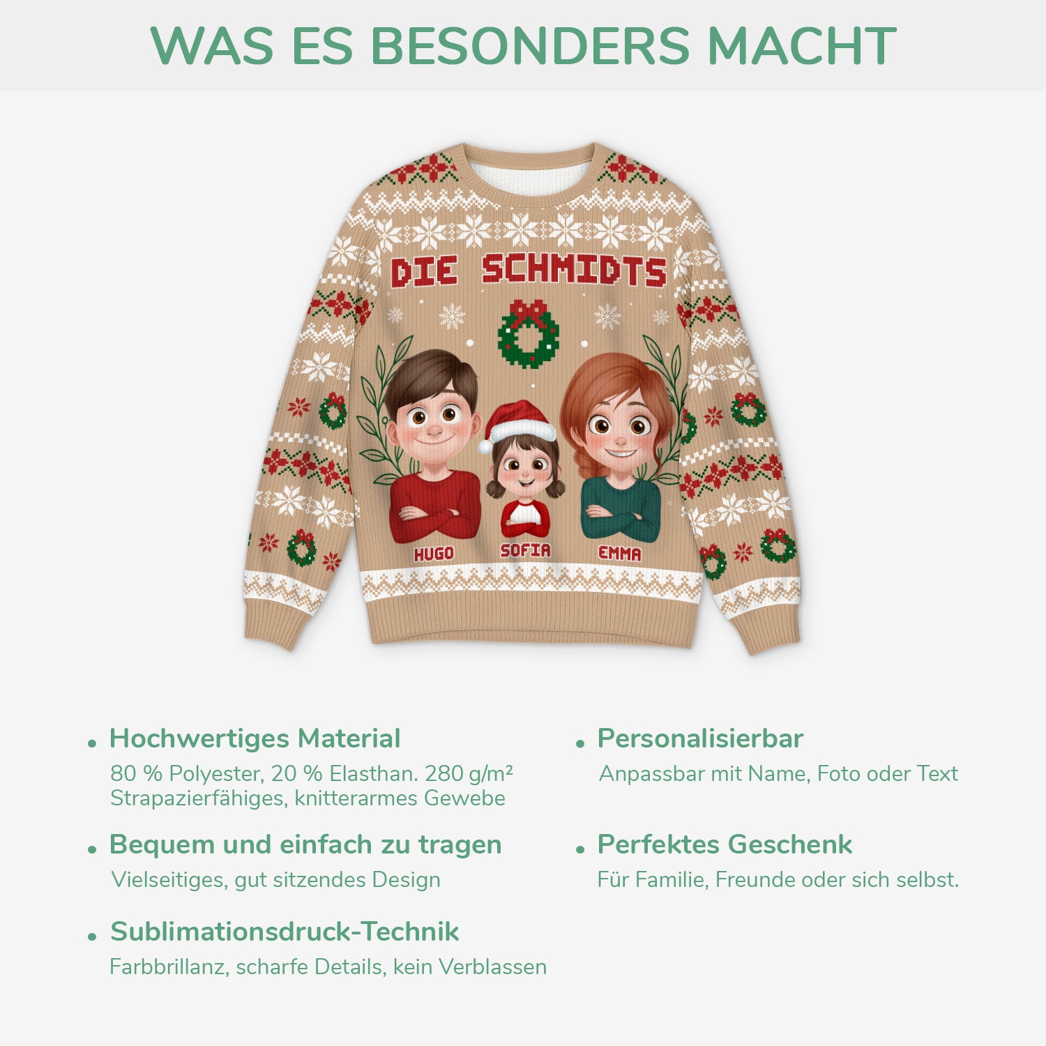 5710WGE5 papa mama und kinder weihnachtspullover familie personalisiert 5710WTVTI