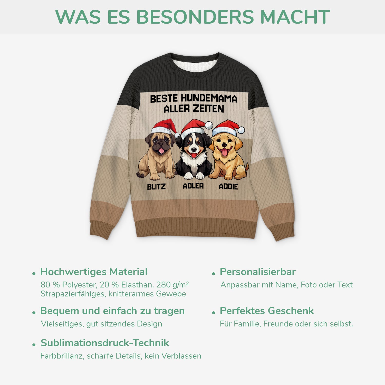 5711WGE5 beste hundemama bester hundepapa aller zeiten weihnachtspullover hund personalisiert_ 5711WTVCC
