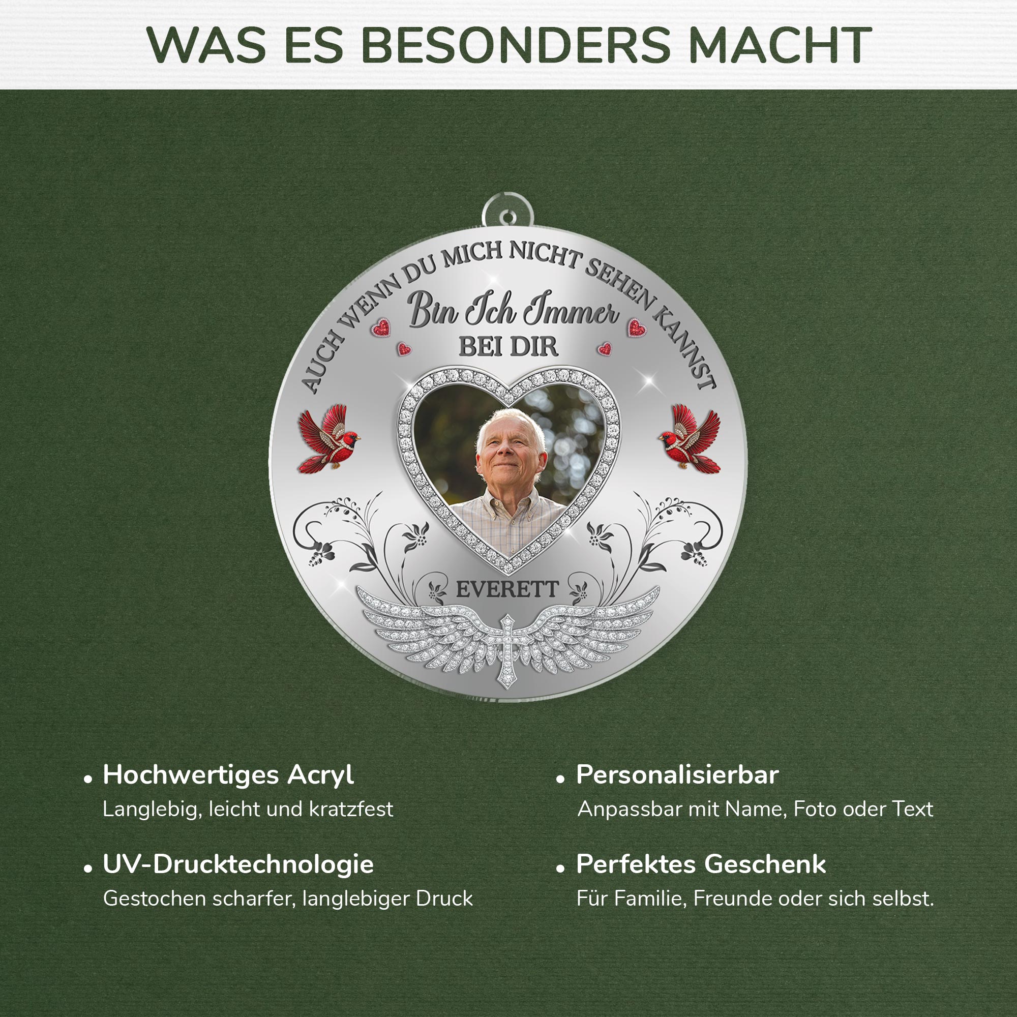 5721OGE1 ich bin immer bei dir personalisierte acryl ornamente papa zur erinnerung mit foto 5721O8LWB_4