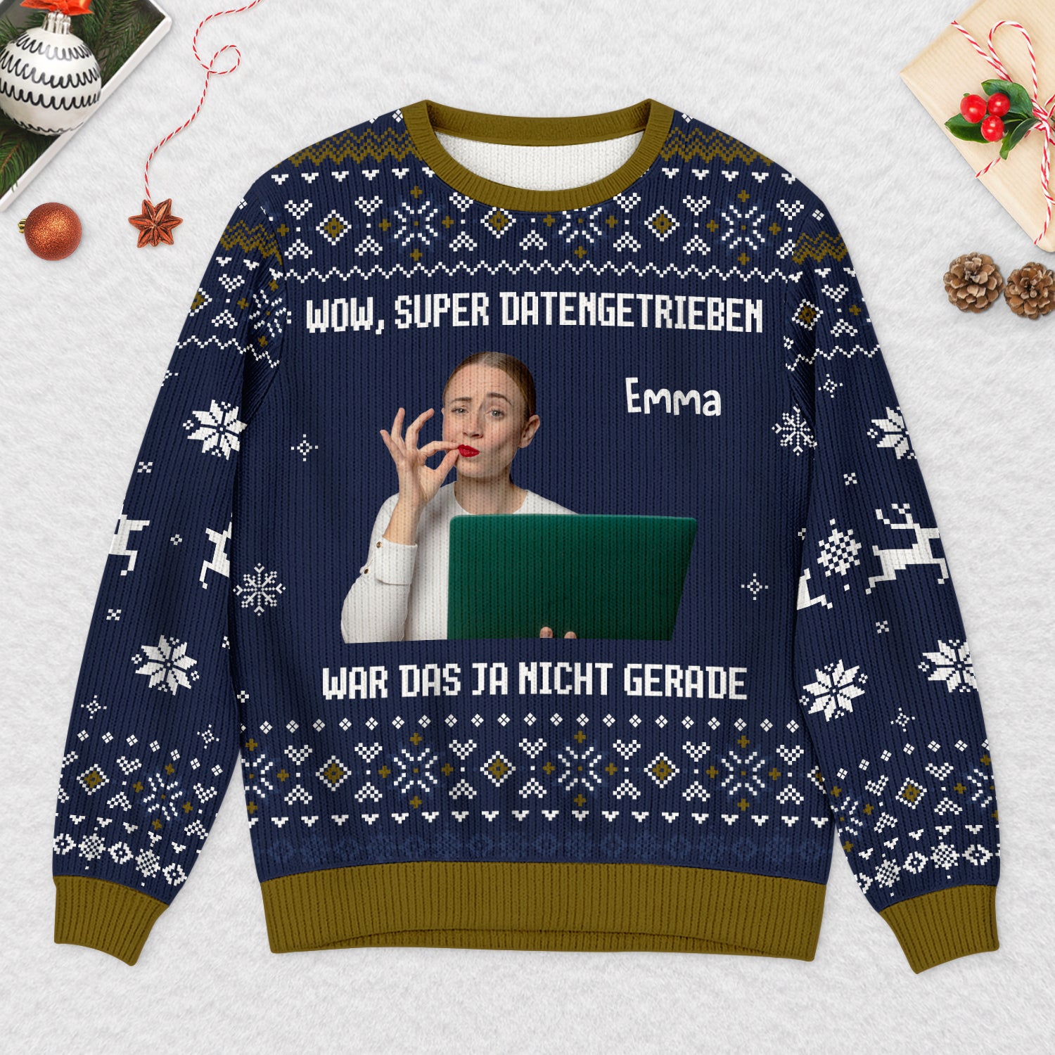 5728WGE2 wow super datengetrieben war das ja nicht gerade weihnachtspullover personalisiert_ kollegen freunde mit gesicht 5728WKVNF
