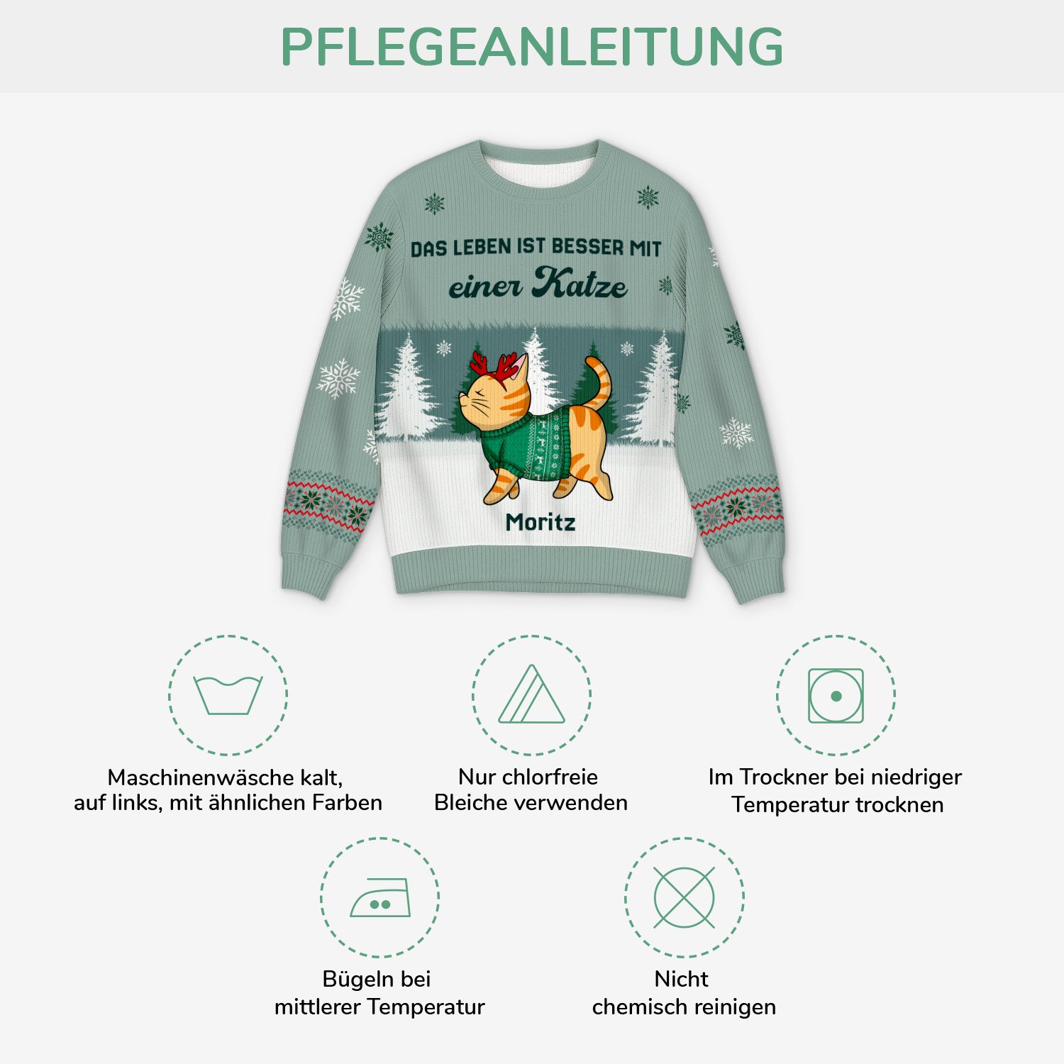 5729WGE4 das leben ist besser mit einer katze weihnachtspullover katze personalisiert_ 5729WTZCD