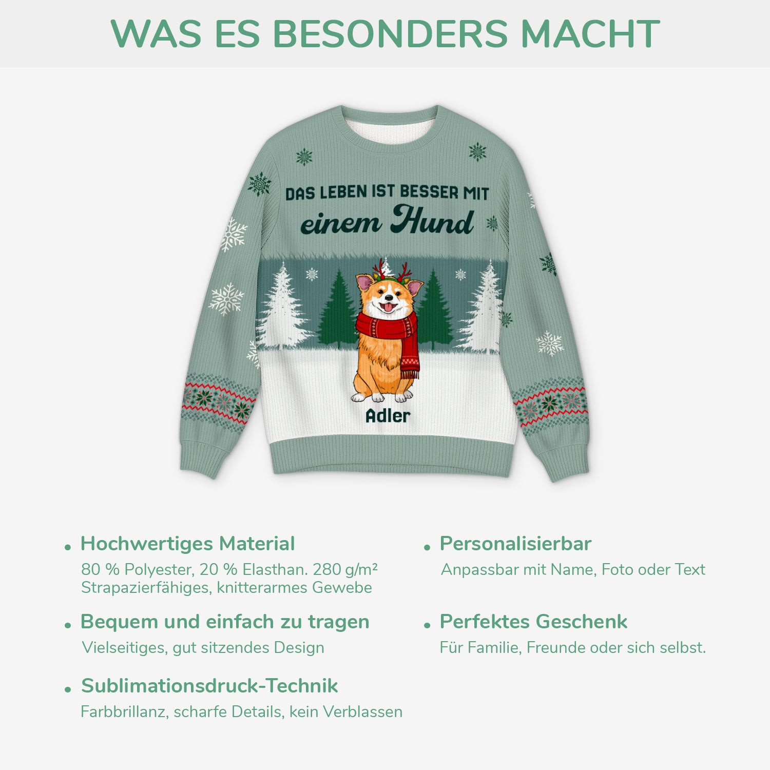 5729WGE5 das leben ist besser mit einem hund weihnachtspullover hund personalisiert_ 5729WTZCC