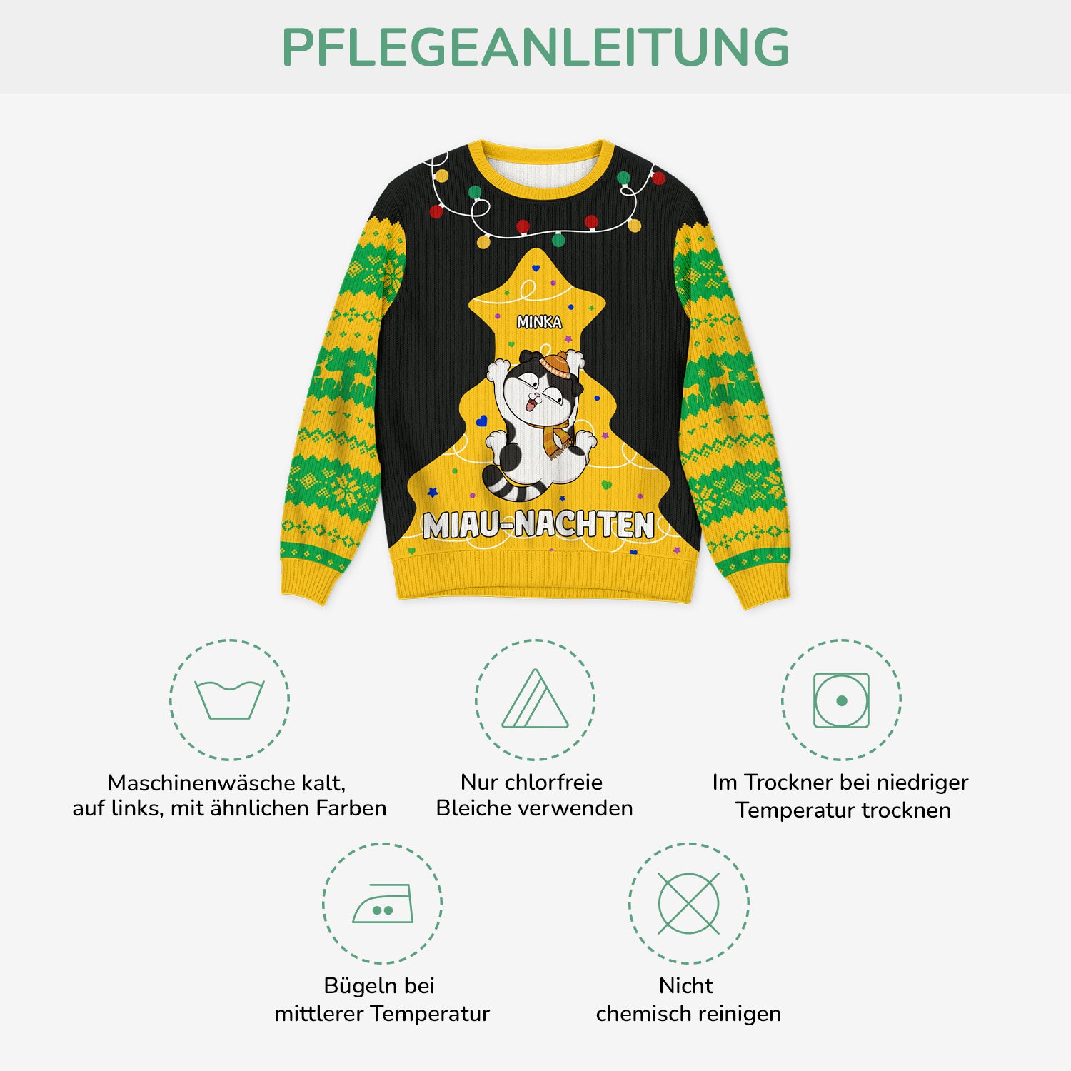 5732WGE4 miau nachten weihnachtspullover katze personalisiert_ 5732WTTND