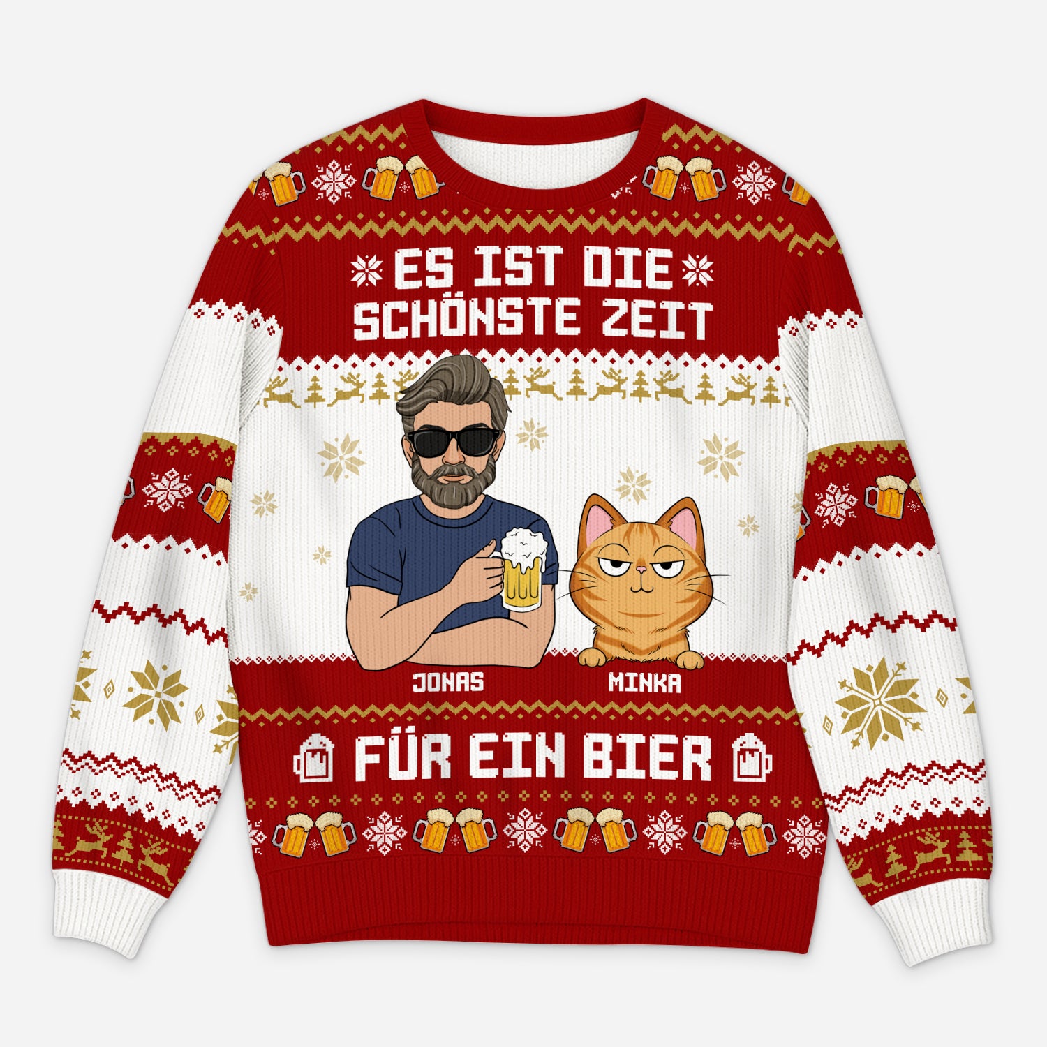 5735WGE1 es ist die schonste zeit fur ein bier weihnachtspullover katze personalisiert_ herren 5735W3VZD