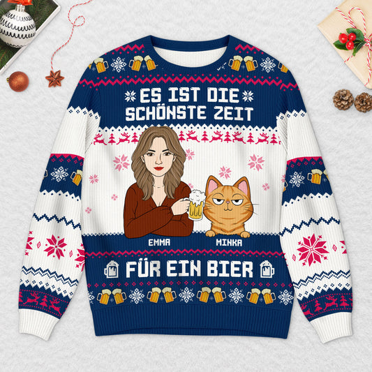 5735WGE2 es ist die schonste zeit fur ein bier weihnachtspullover katze personalisiert_ herren 5735W3VZD