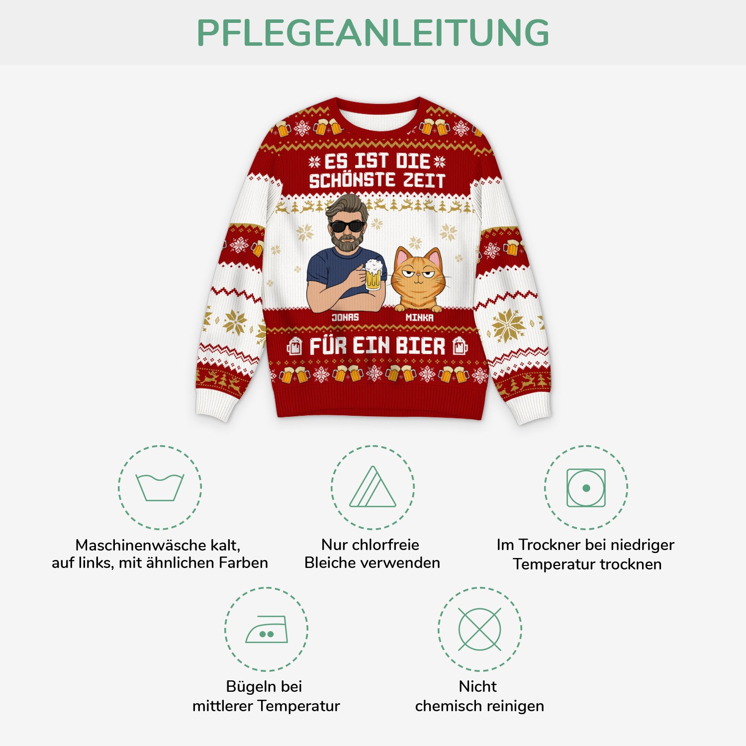 5735WGE4 es ist die schonste zeit fur ein bier weihnachtspullover katze personalisiert_ herren 5735W3VZD