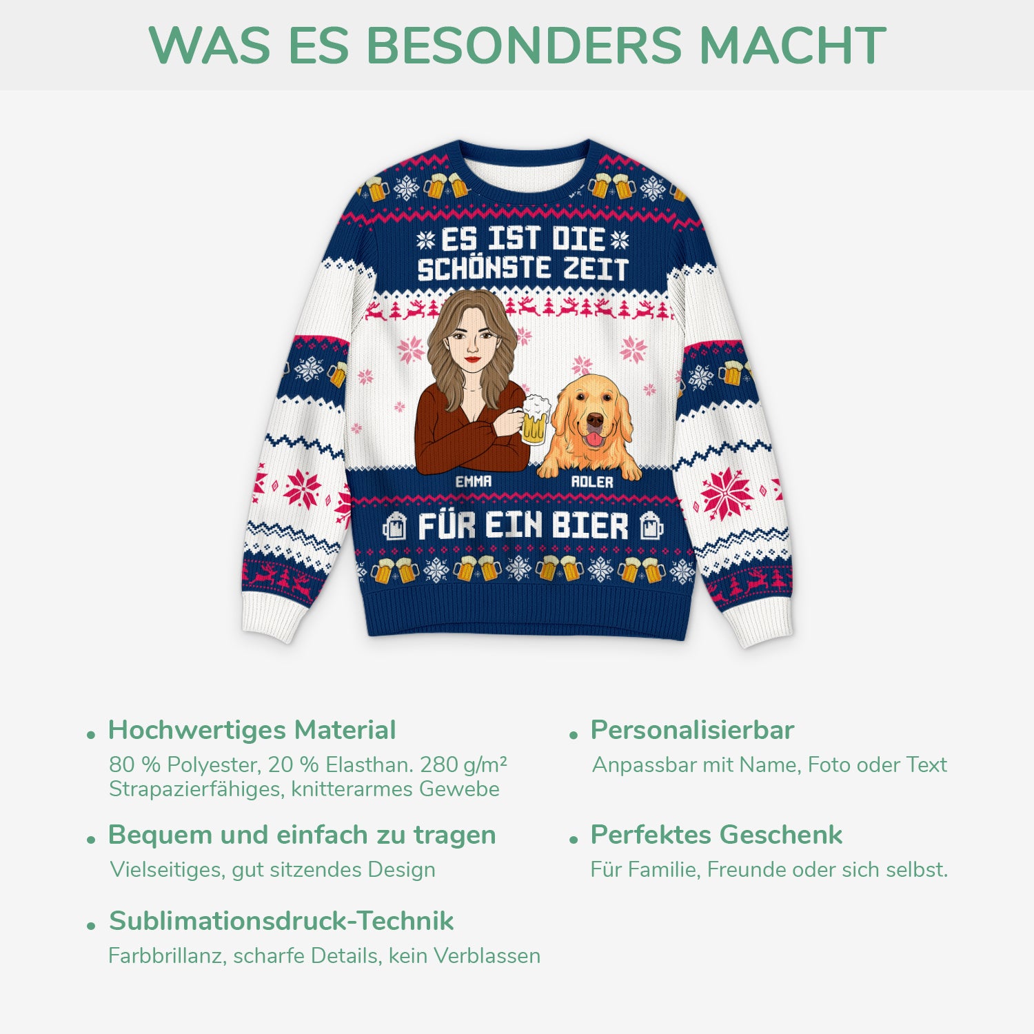 5735WGE5 es ist die schonste zeit fur ein bier weihnachtspullover hund personalisiert damen_ 5735W3IZC