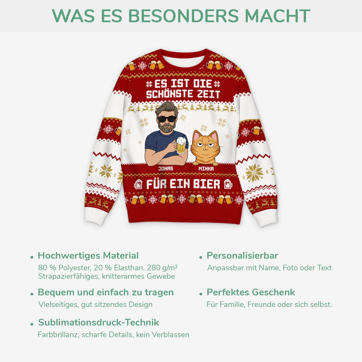 5735WGE5 es ist die schonste zeit fur ein bier weihnachtspullover katze personalisiert_ herren 5735W3VZD
