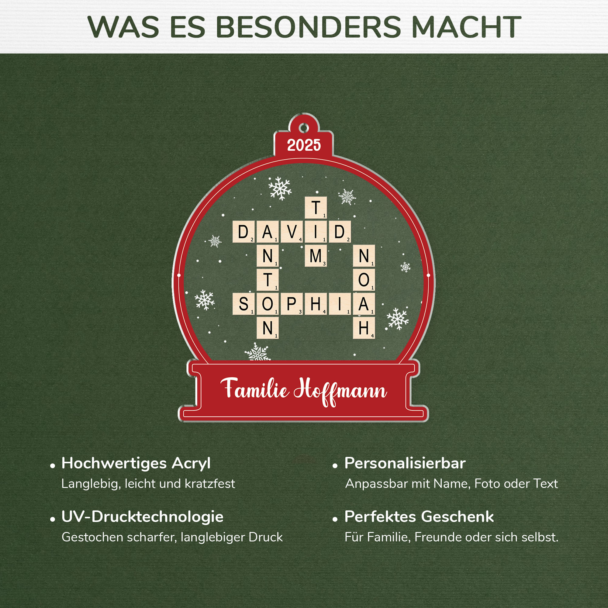 5749OGE4 weihnachtskugeln personalisierter kreuzwortratsel weihnachtsschmuck acryl familie 5749O6VQI
