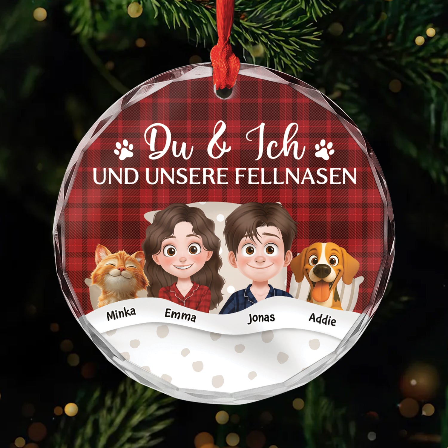5750OGE1 du ich und die haustiere personalisierter weihnachtsschmuck_ glas paar hund katze 5750O6YND