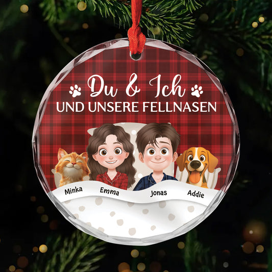 5750OGE1 du ich und die haustiere personalisierter weihnachtsschmuck_ glas paar hund katze 5750O6YND