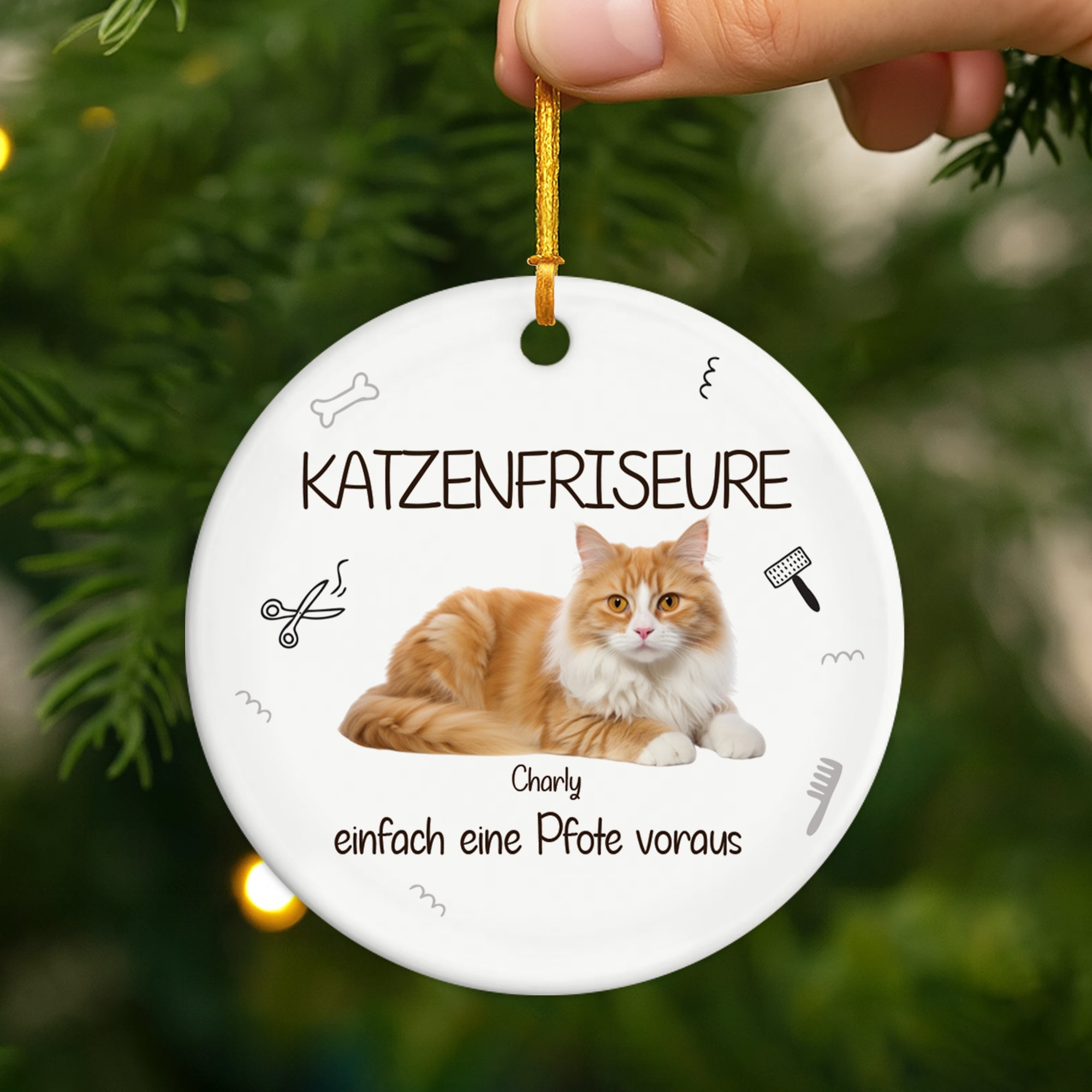 5756OGE2 katzenfriseure einfach eine pfote voraus keramik weihnachtsschmuck personalisiert_ katzen 5756O6VQD