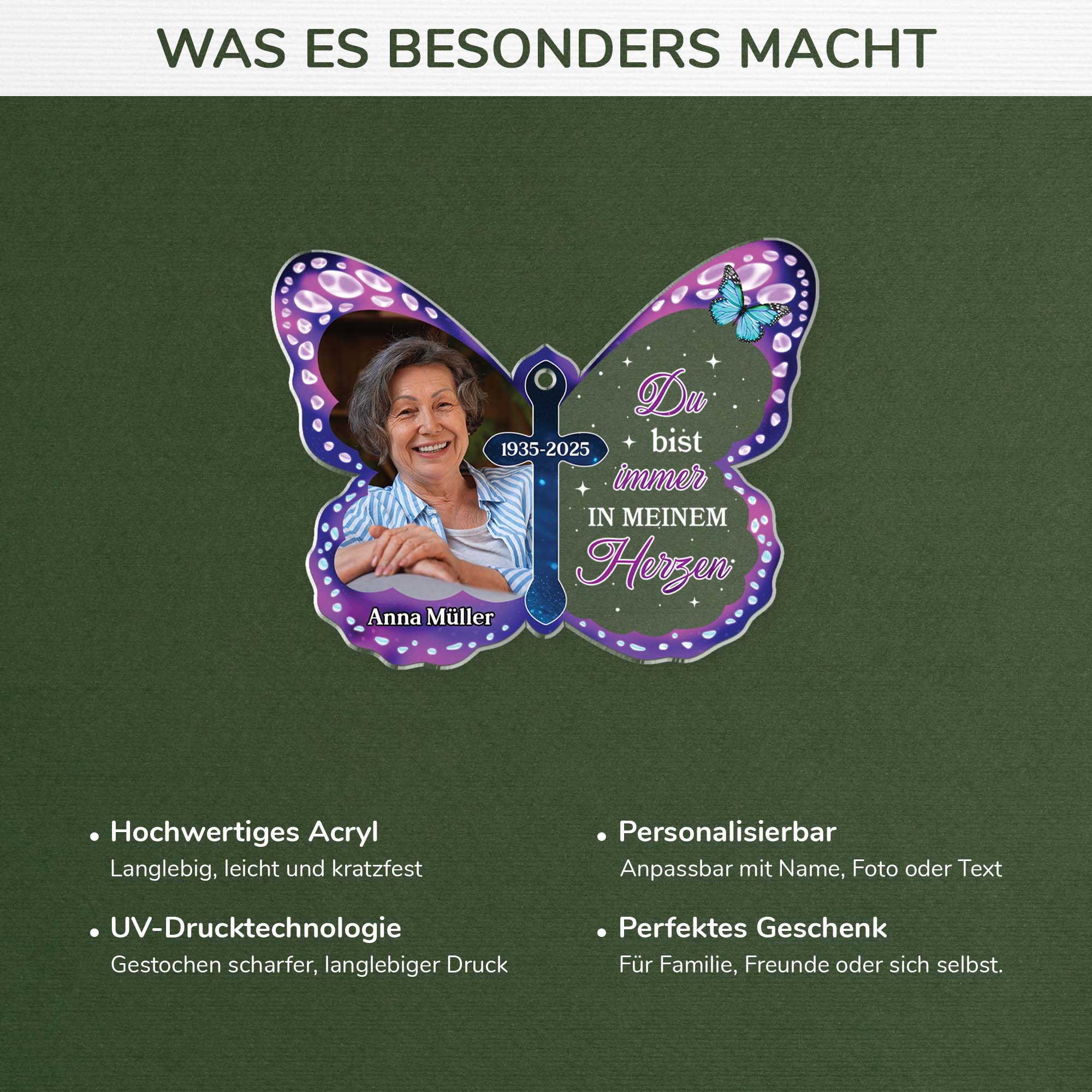 5760OGE4 deine flugel waren bereit aber mein herz nicht personalisierter weihnachtsschmuck_ acryl mit foto zur erinnerung 5760O3LTA