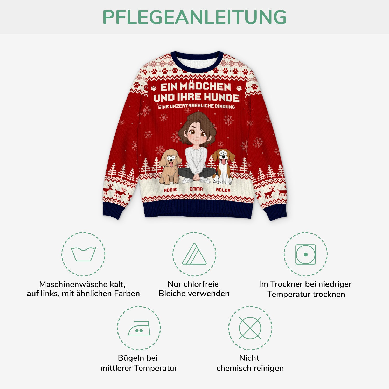 5763WGE4 eine unzertrennliche bindung zwischen mensch hund pfoten weihnachtspullover hund personalisiert_ 5763W8VTC