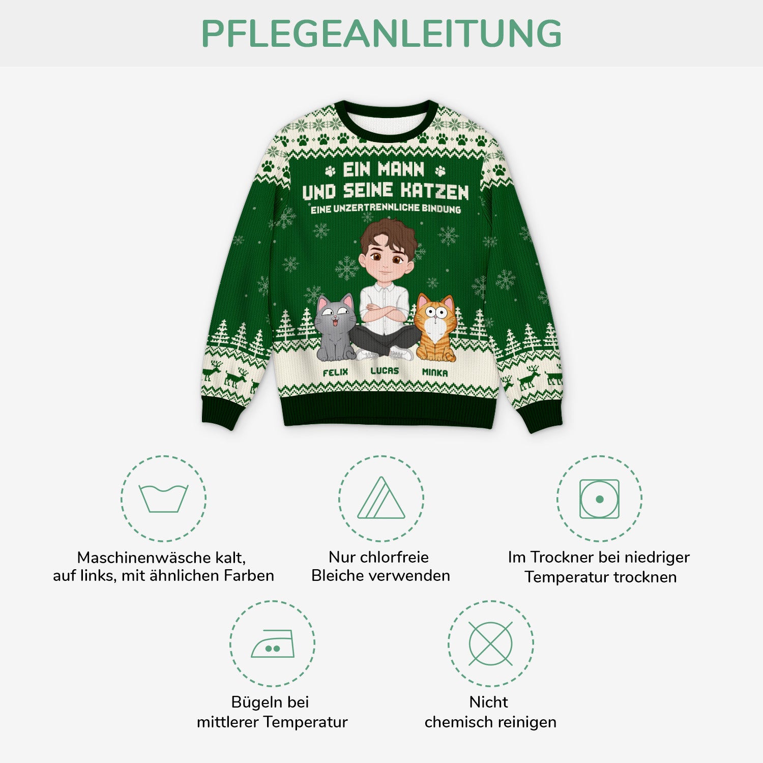 5763WGE4 eine unzertrennliche bindung zwischen mensch katze pfoten weihnachtspullover katze personalisiert_ 5763W8WTD