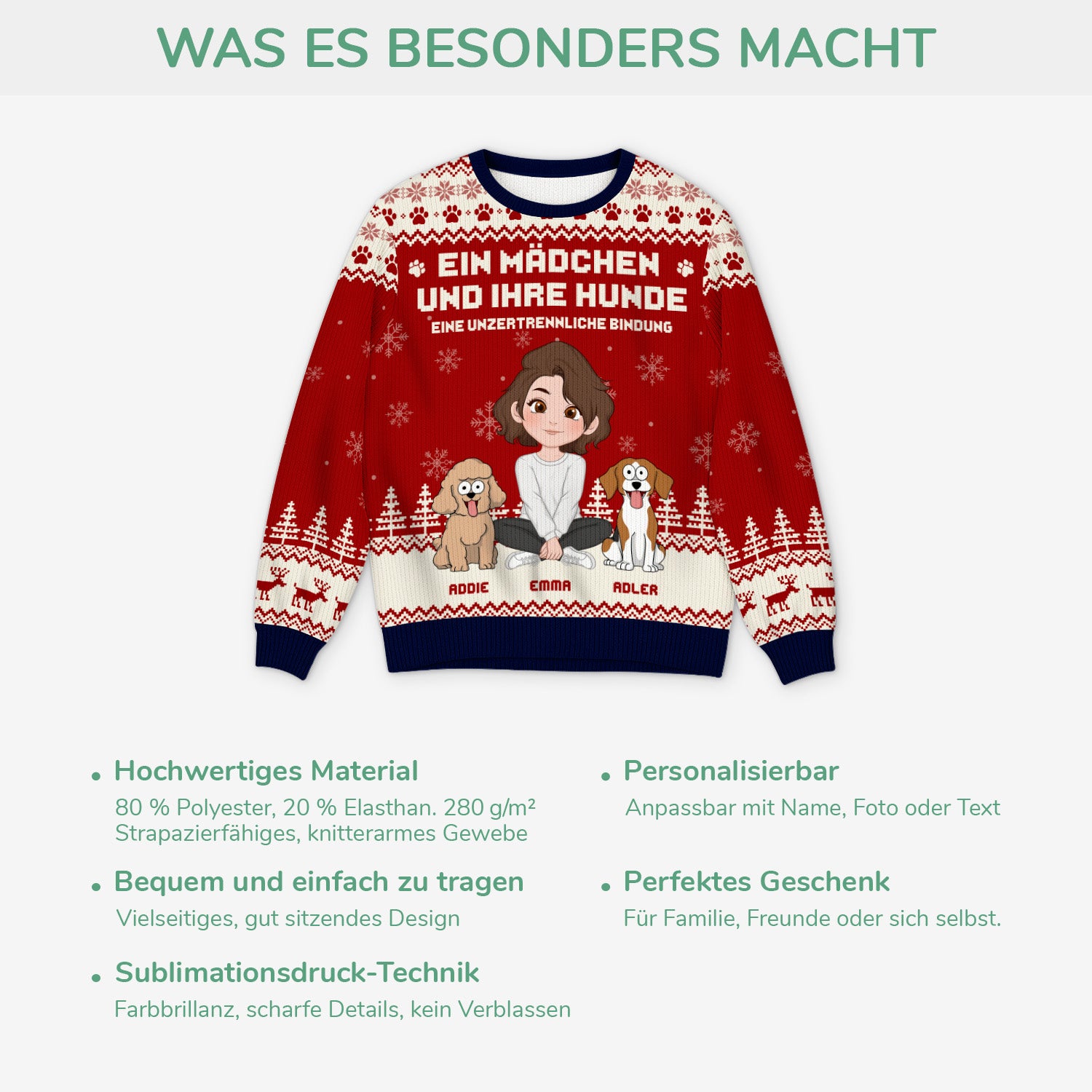 5763WGE5 eine unzertrennliche bindung zwischen mensch hund pfoten weihnachtspullover hund personalisiert_ 5763W8VTC