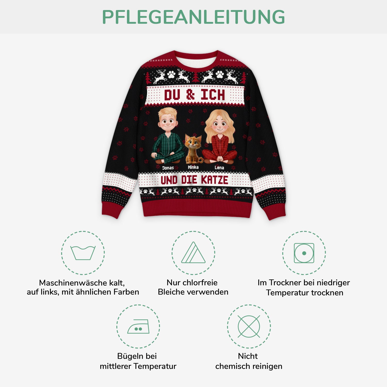 5766WGE4 du ich und die katzen weihnachtspullover katze personalisiert_ paar cartoon 5766WKLZD