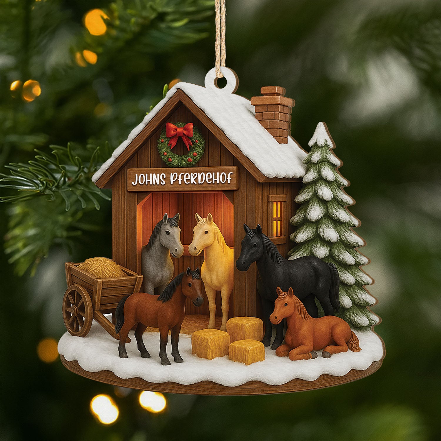 5767OGE1 3d druck effekt pferdehof personalisierte 1 schicht holz ornamente weihnachten pferde 5767O3LQU