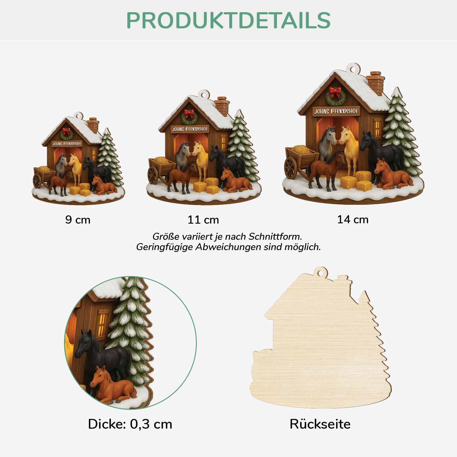 5767OGE3 3d druck effekt pferdehof personalisierte 1 schicht holz ornamente weihnachten pferde 5767O3LQU