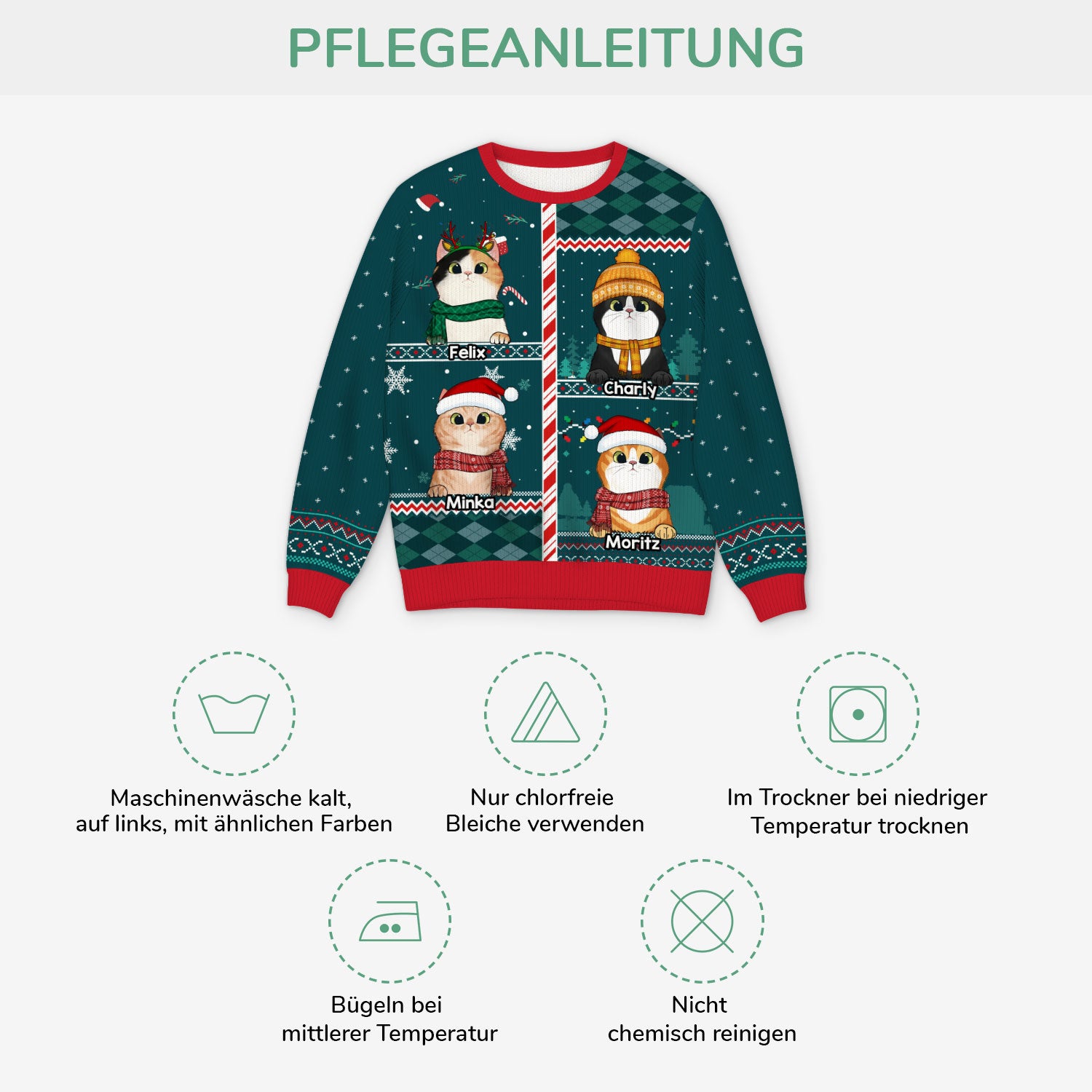 5772WGE4 bilderrahmen katzen weihnachtspullover katze personalisiert_ 5772WKYAD