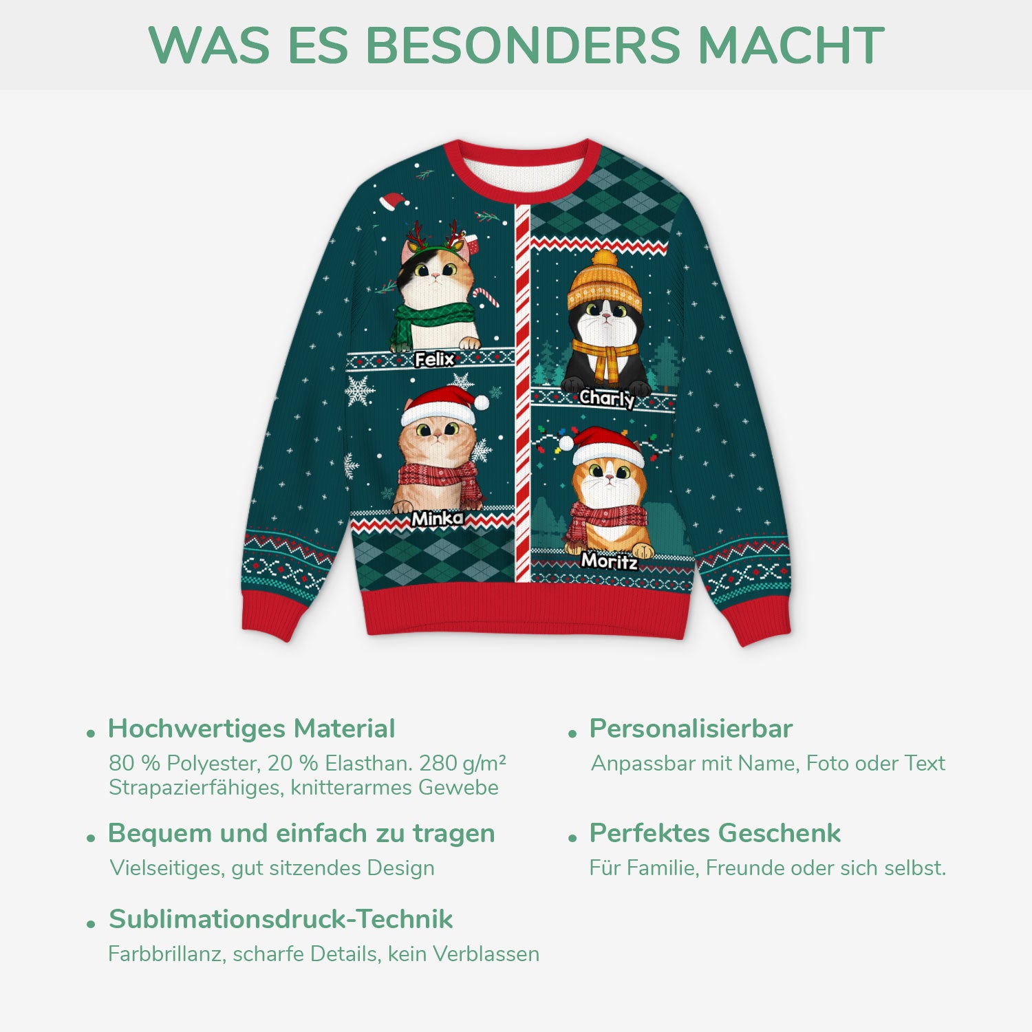 5772WGE5 bilderrahmen katzen weihnachtspullover katze personalisiert_ 5772WKYAD